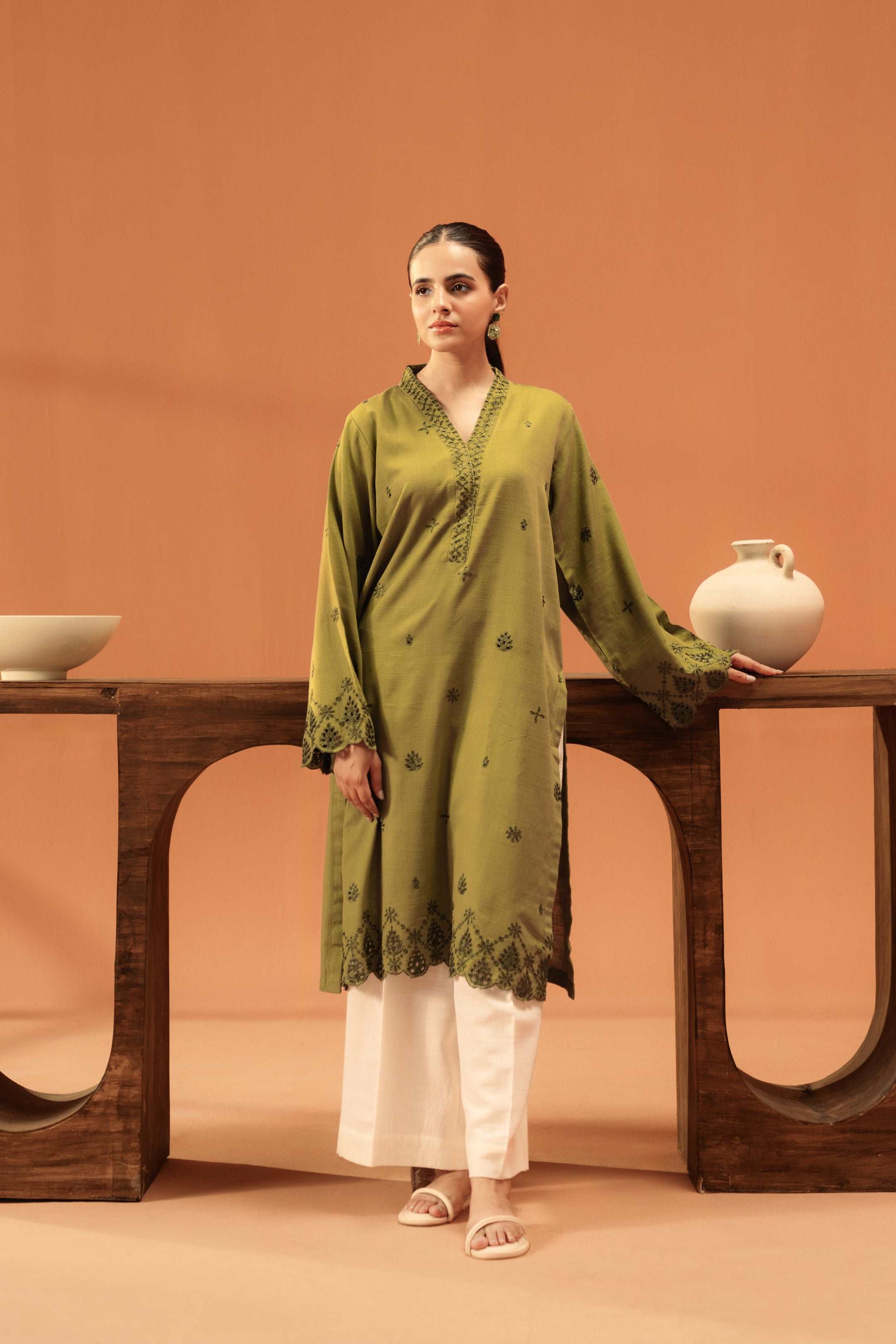 1-Piece Khaddar Shirt Green