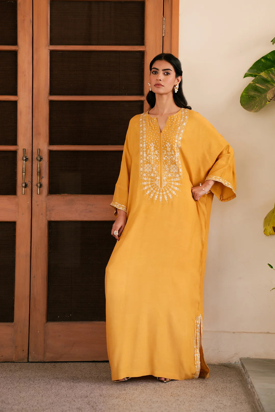 1 Piece Raw Silk Kaftan