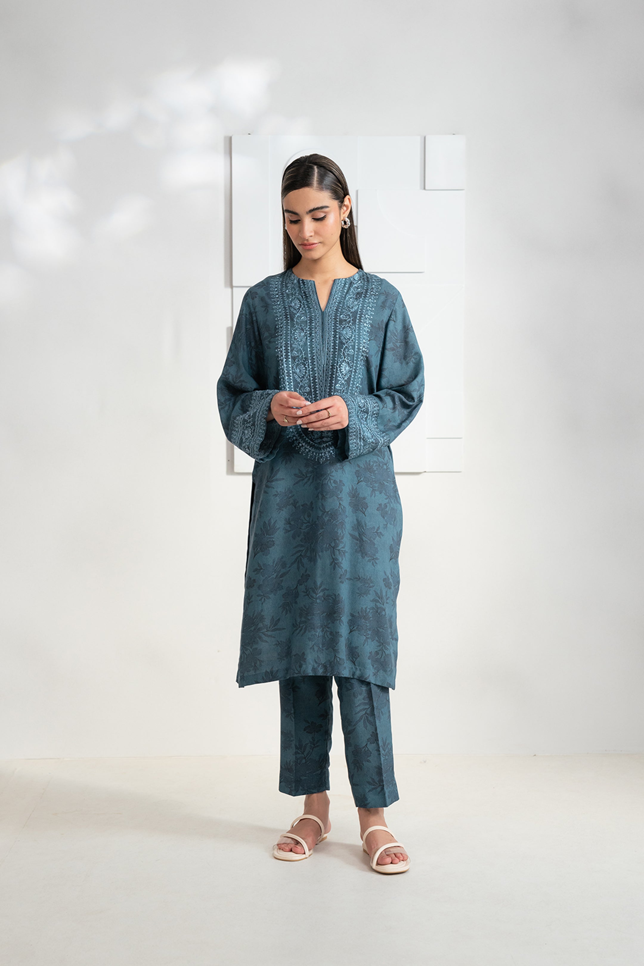 2 Piece Embroidered Karandi Suit Zinc