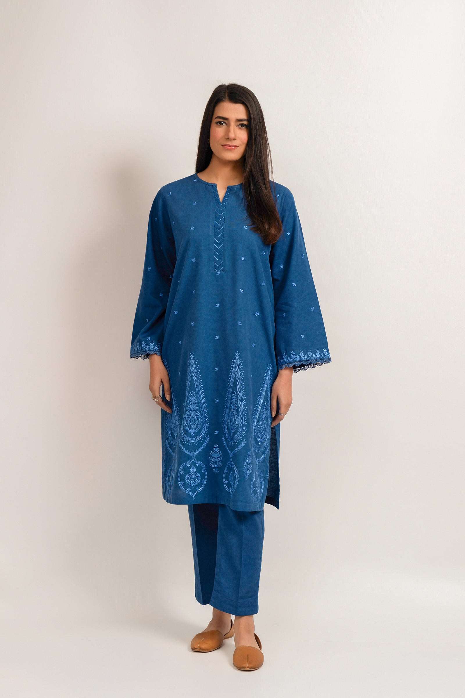 2 Piece Khaddar Suit Blue