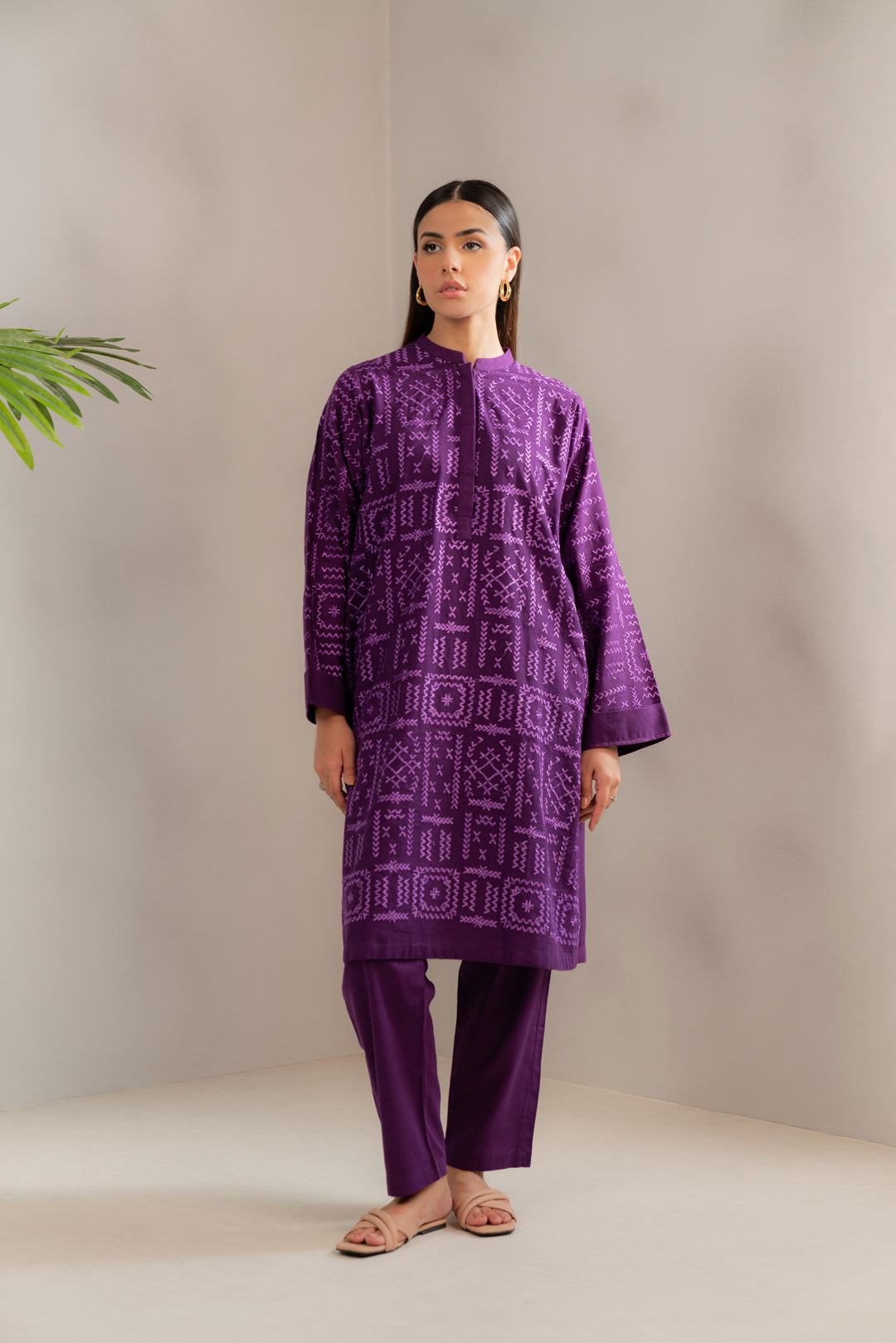 2 Piece Khaddar Suit Purple