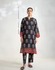 2 Piece Printed Khaddar Suit Black