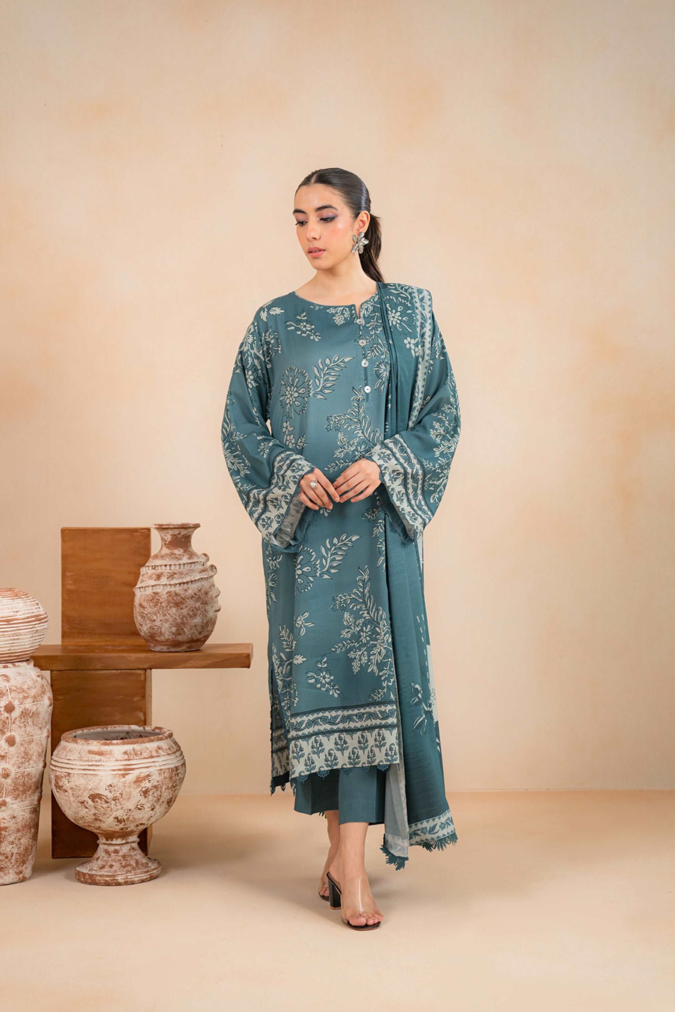 2 Piece Printed Linen Suit Unstitched Winter