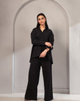 2 Piece Solid Viscose Suit Black