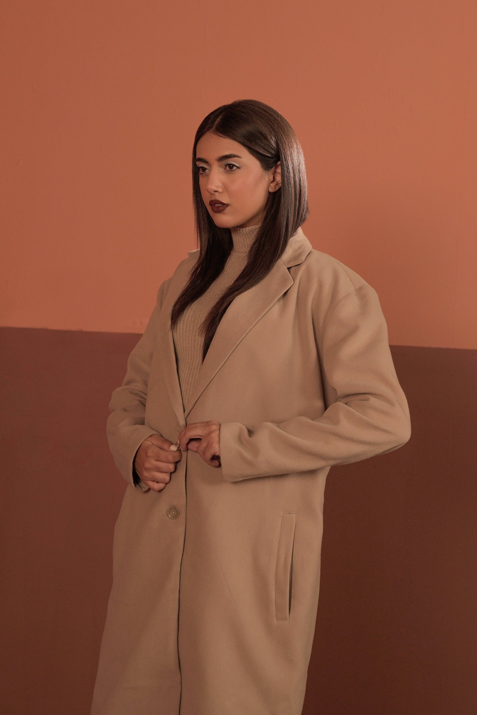 Notch collar 2024 wool coat