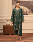 3 Piece Embroidered Khaddar Suit Green