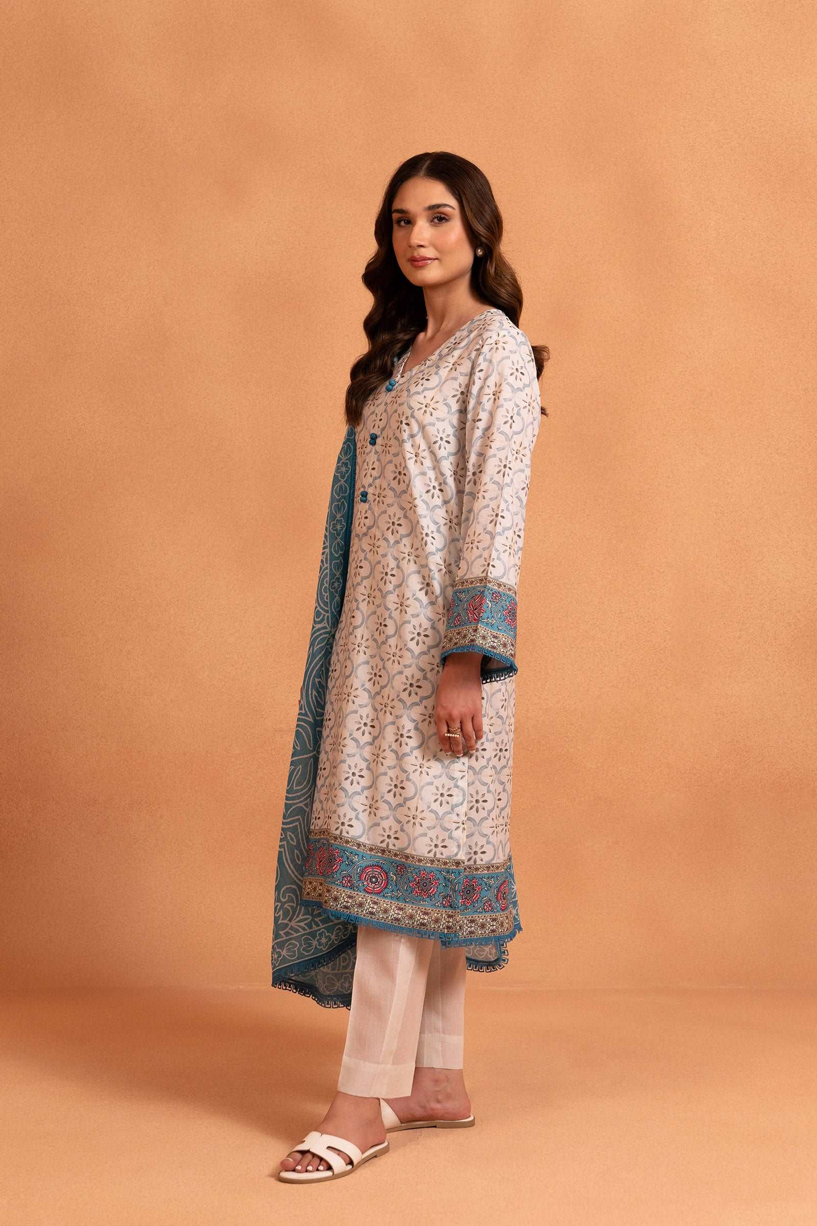 2 Piece Printed Lawn Voile Suit Beyond East Official