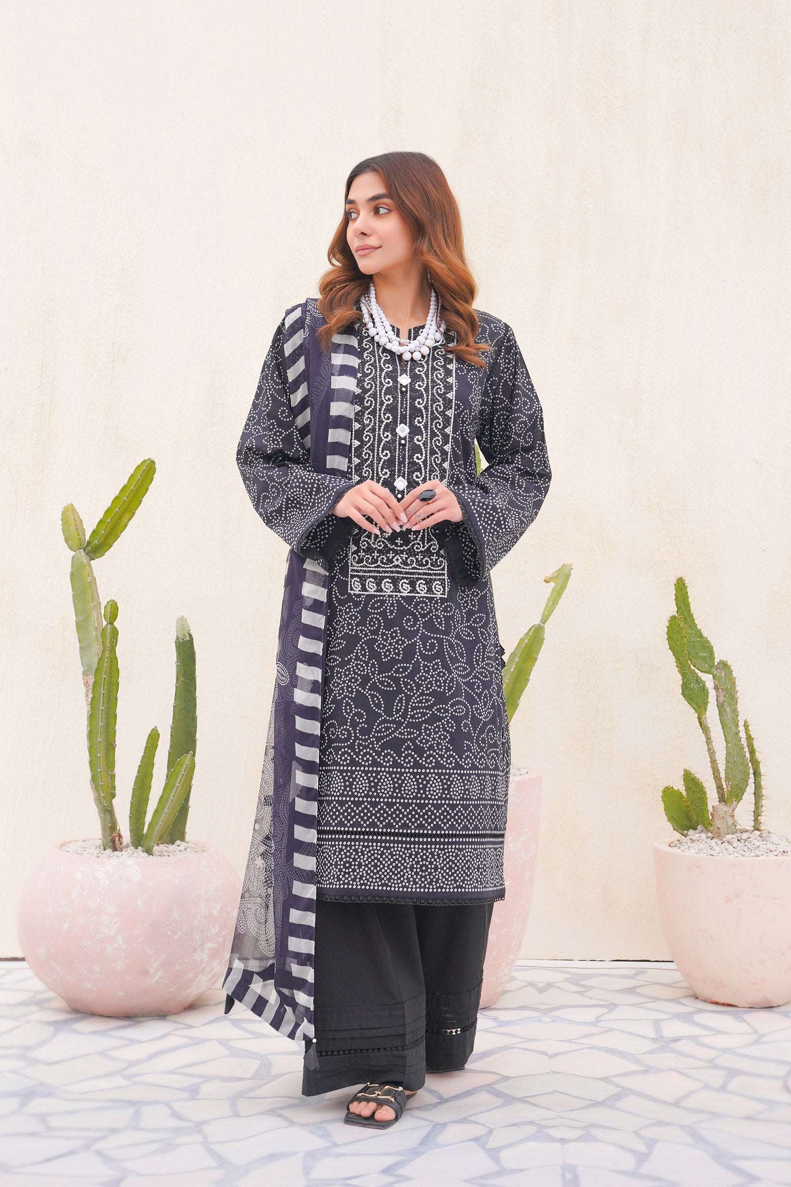 3 Piece Embroidered Cambric Suit SUMMER-24