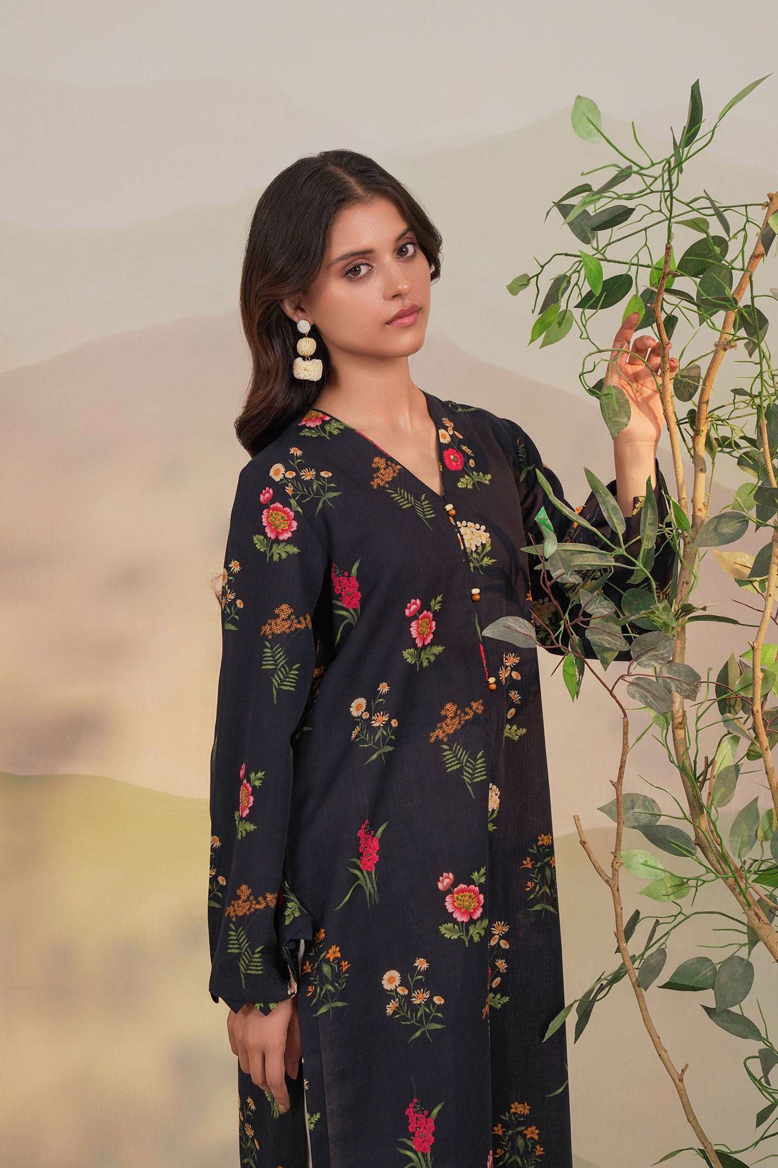 1 Piece Printed Khaddar Shirt Pret Winter-24