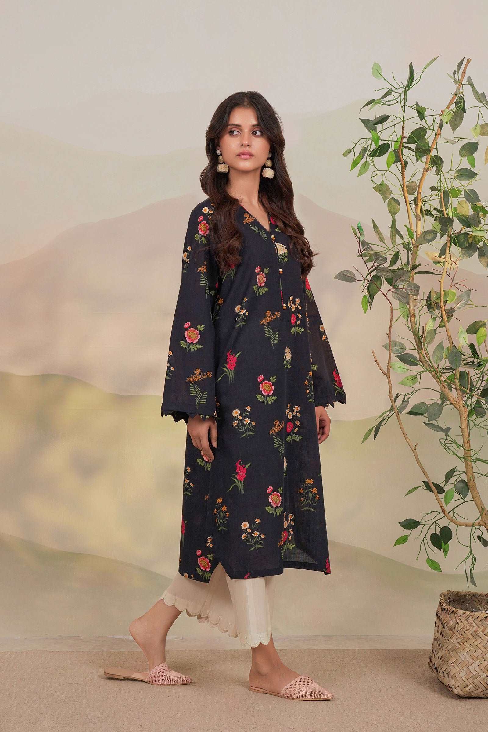 1 Piece Printed Khaddar Shirt Pret Winter-24