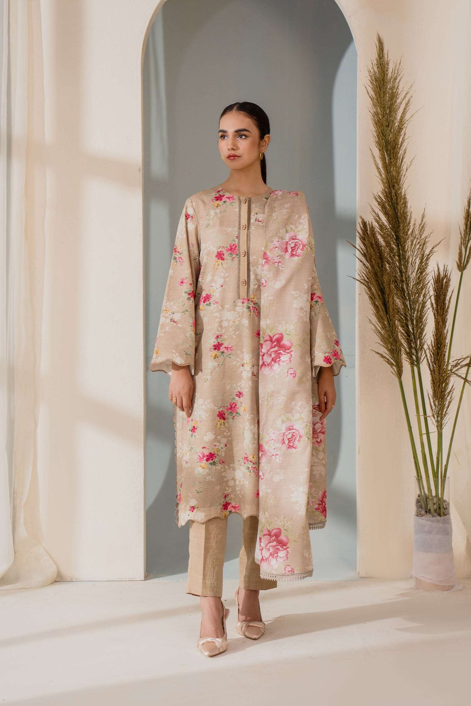 2 Piece Wood Ash Khaddar Suit Unstitched Winter-24