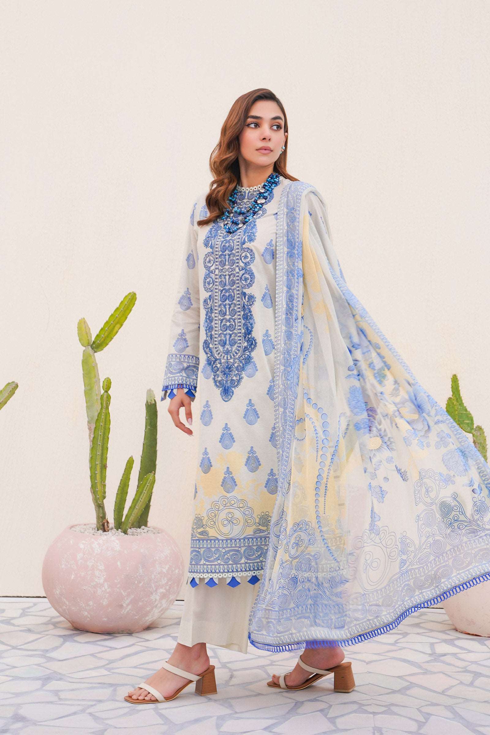 3 Piece Embroidered Cambric Suit SUMMER-24