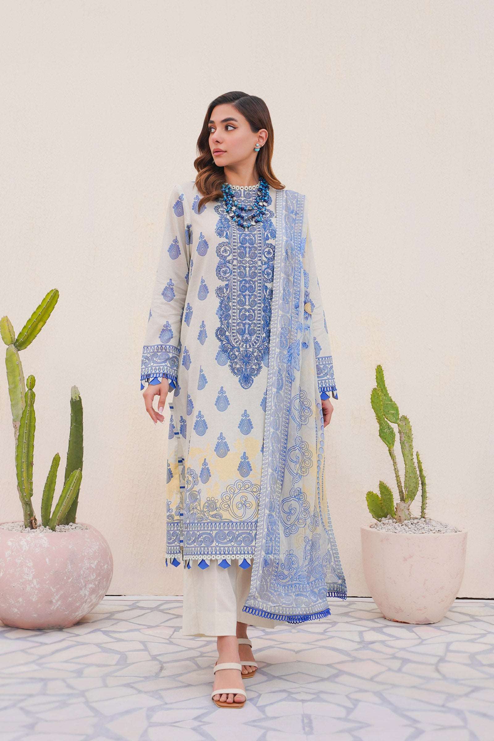 3 Piece Embroidered Cambric Suit SUMMER-24