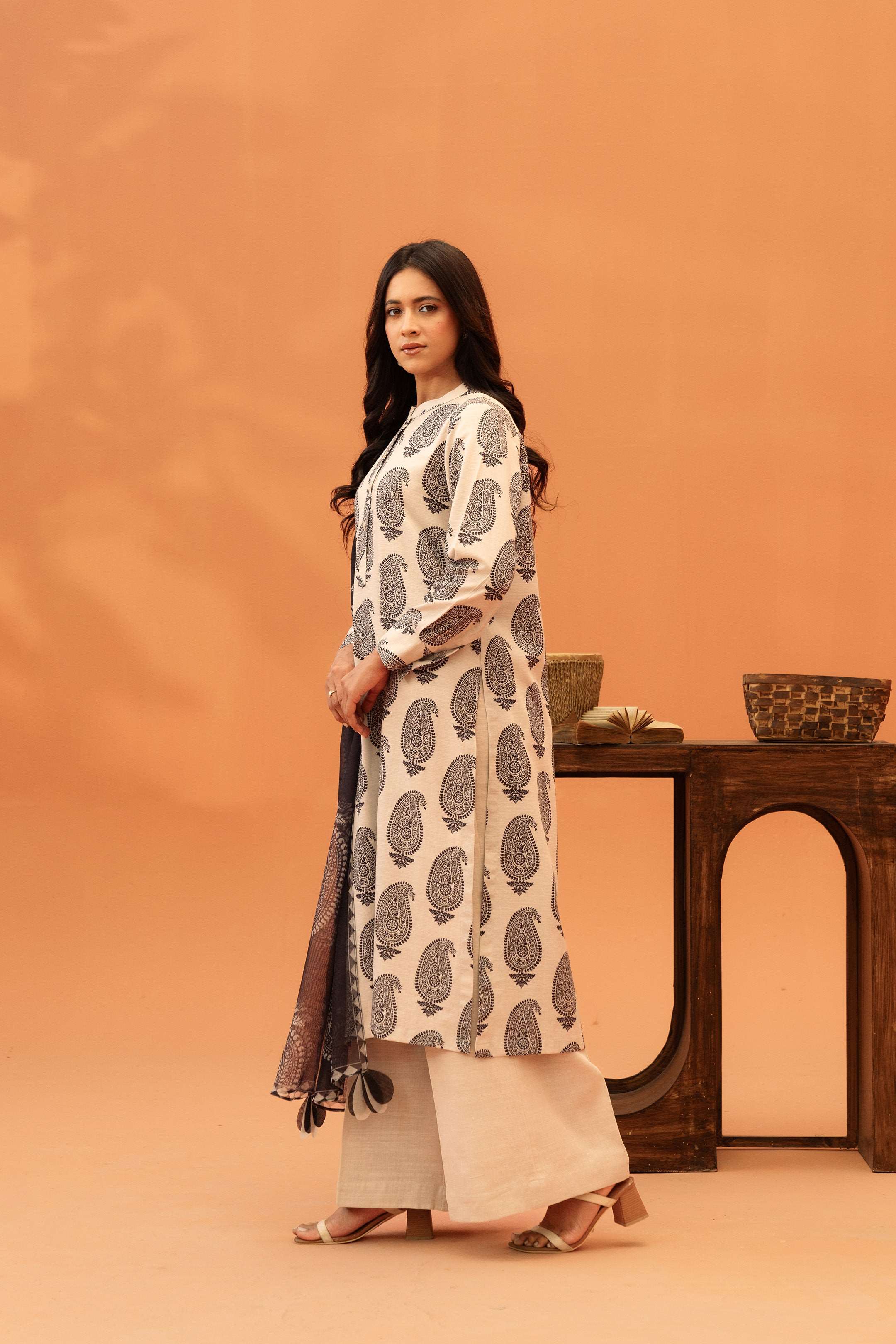 2 Piece Printed Khaddar Suit Unstitched Winter-24