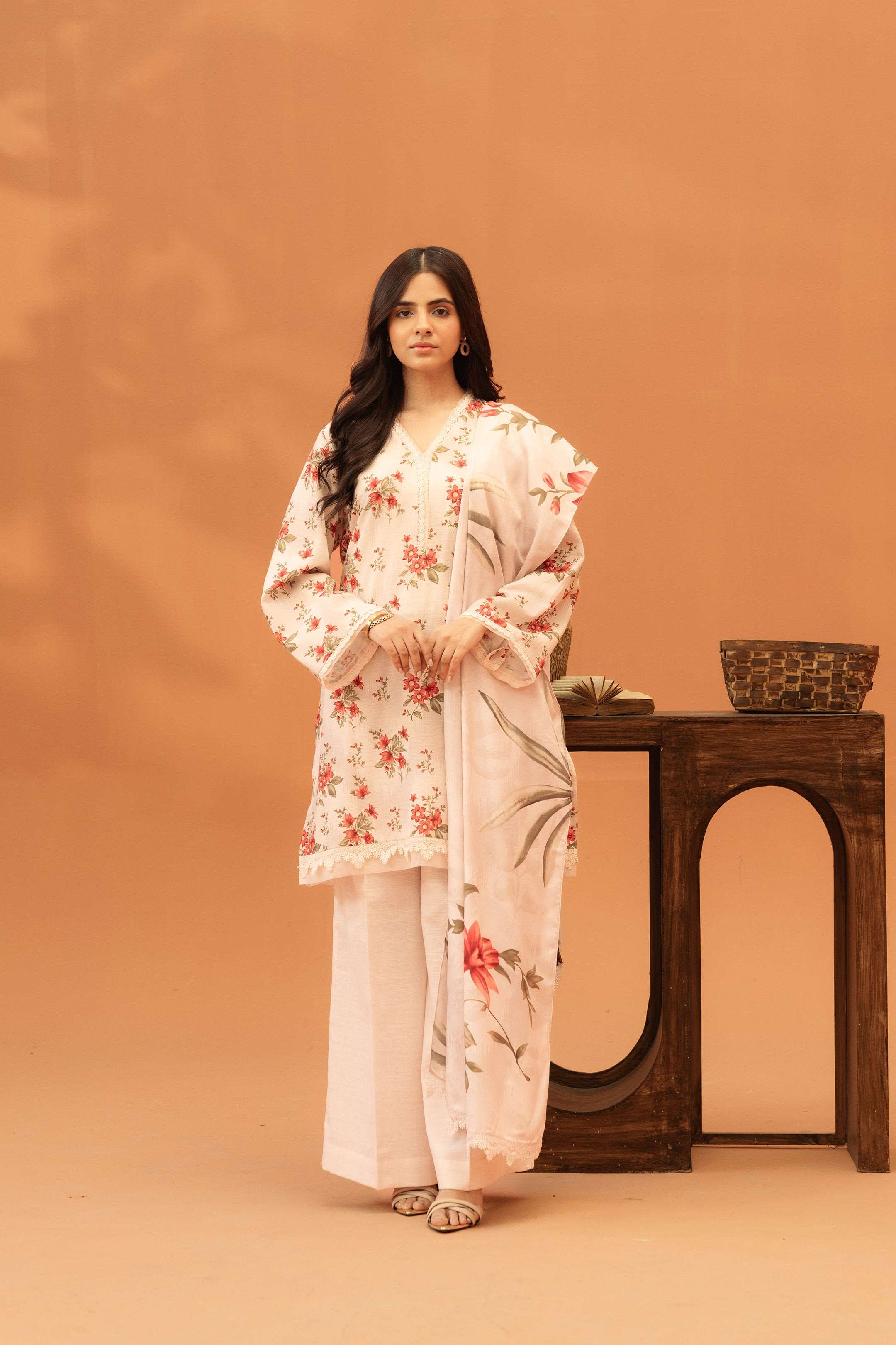 3 Piece Printed Khaddar Suit Unstitched Winter-24