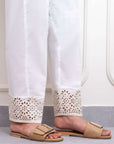 Basic White Embroidered Trouser