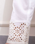 Basic White Embroidered Trouser