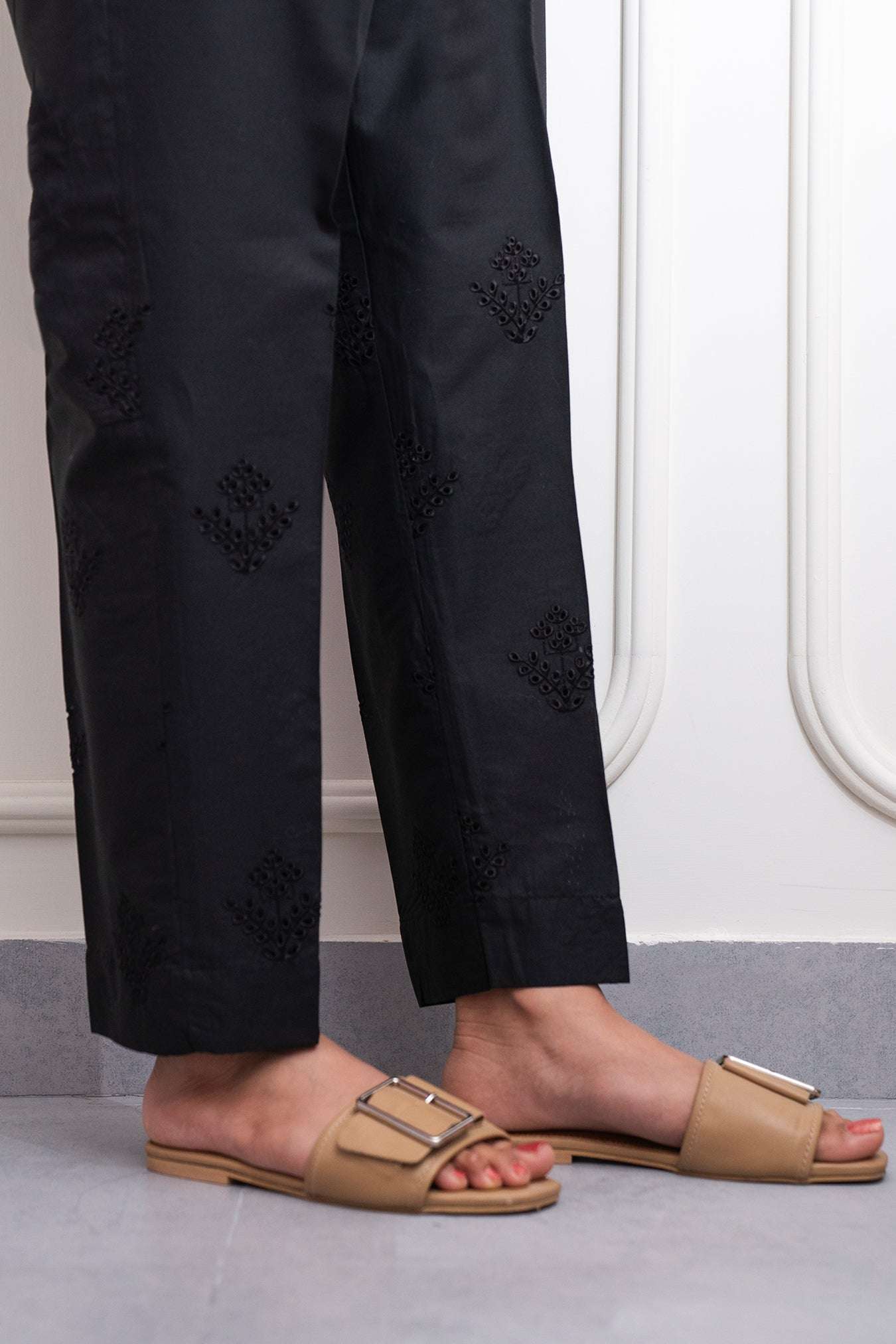 Basic Black Embroidered Trouser