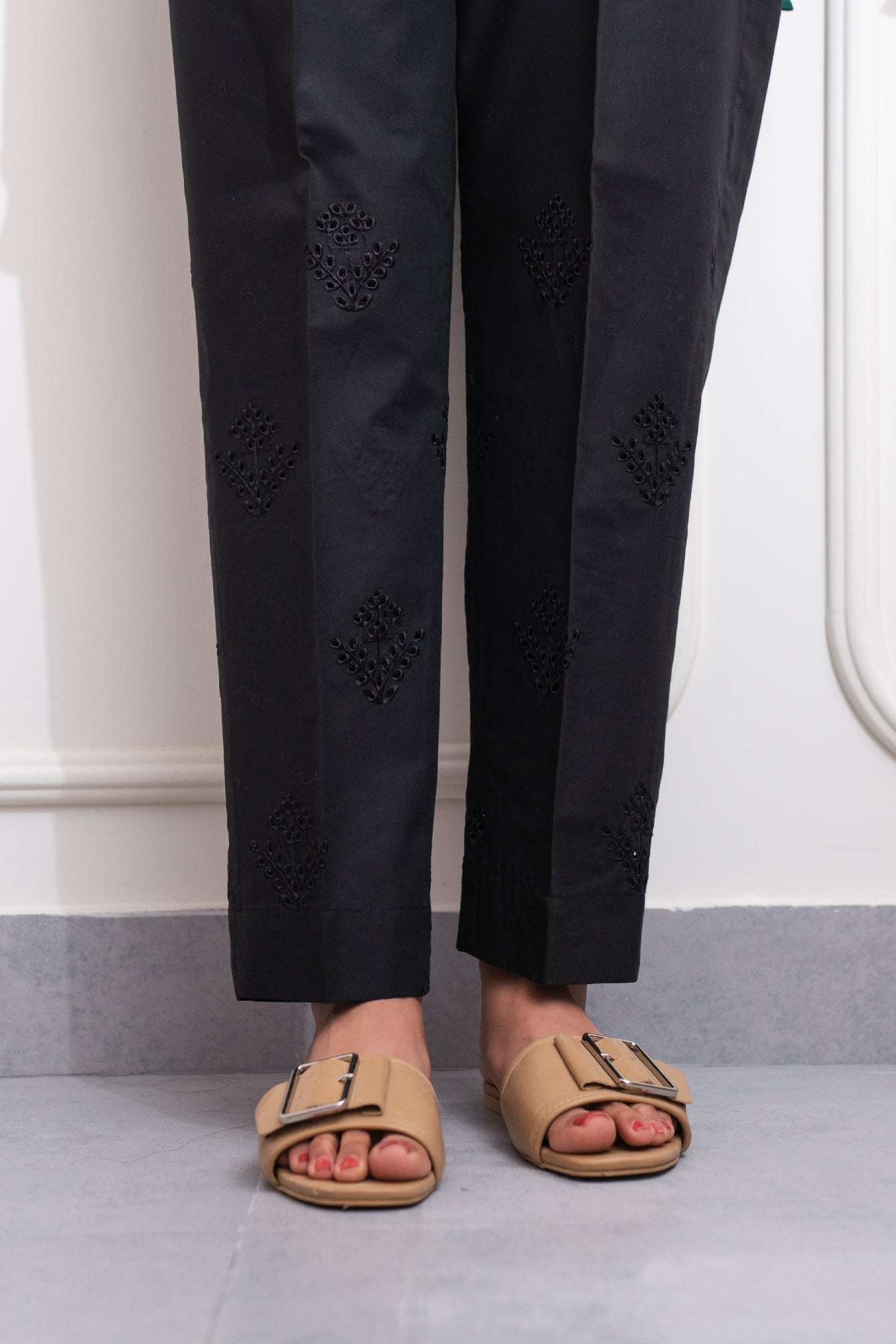 Basic Black Embroidered Trouser