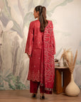 3 Piece Embroidered Jacquard Cotton Net Suit