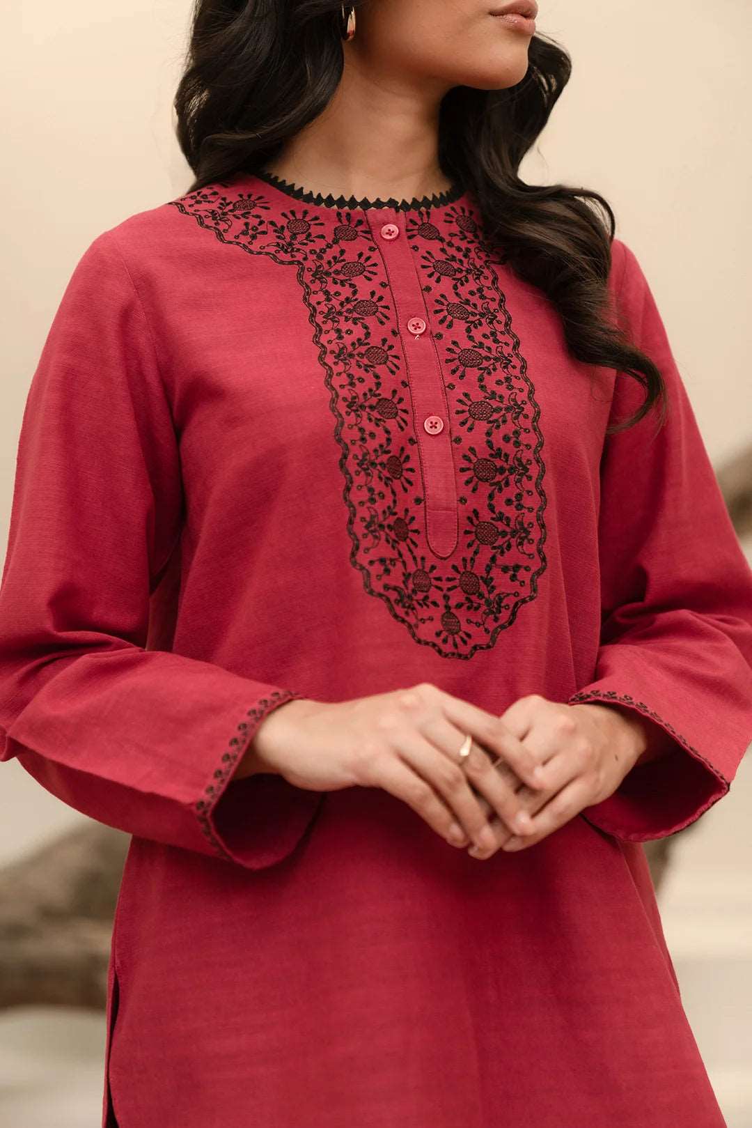 1 Piece Embroidered Khaddar Shirt