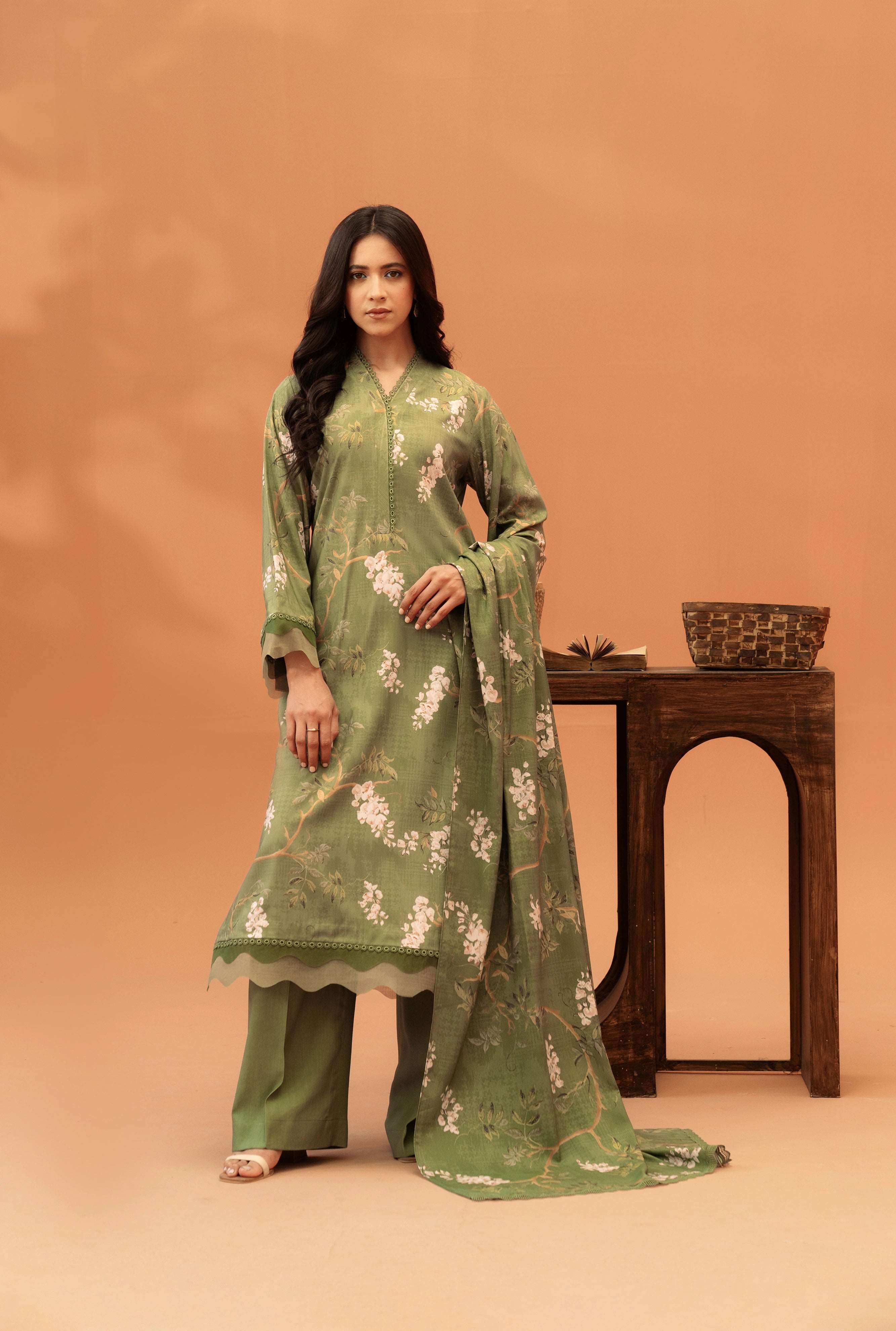 2 Piece Printed Linen Suit Unstitched Winter-24