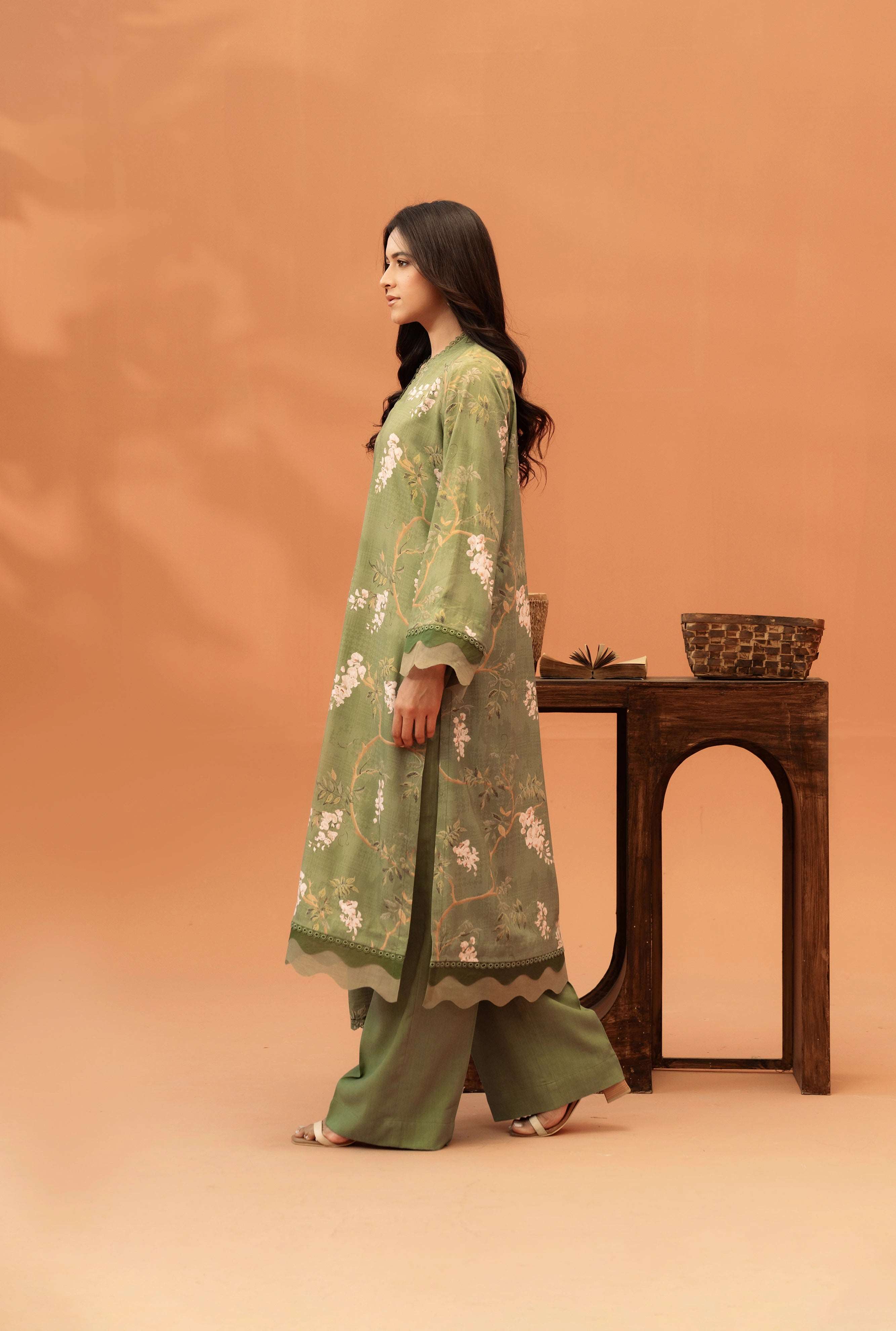 2 Piece Printed Linen Suit Unstitched Winter-24