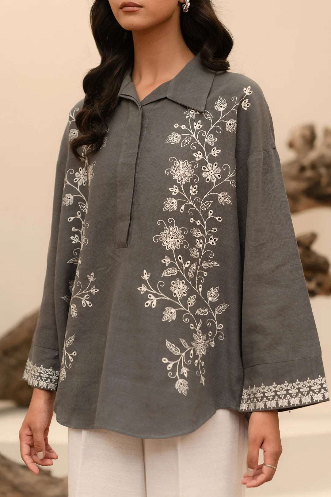 1 Piece Embroidered Khaddar Shirt