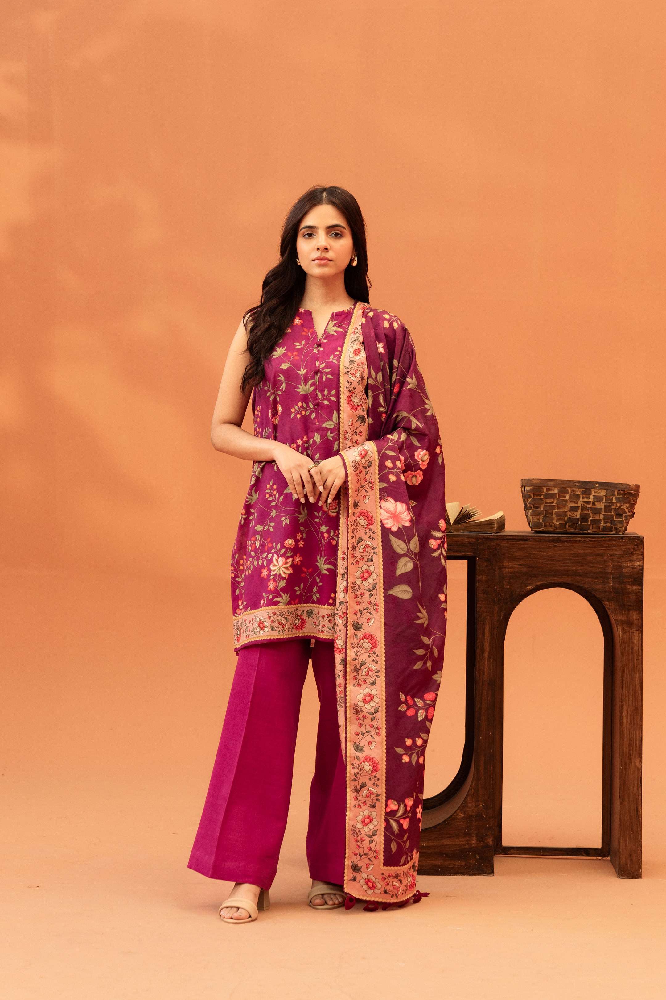 3 Piece Printed Khaddar Suit Unstitched Winter-24