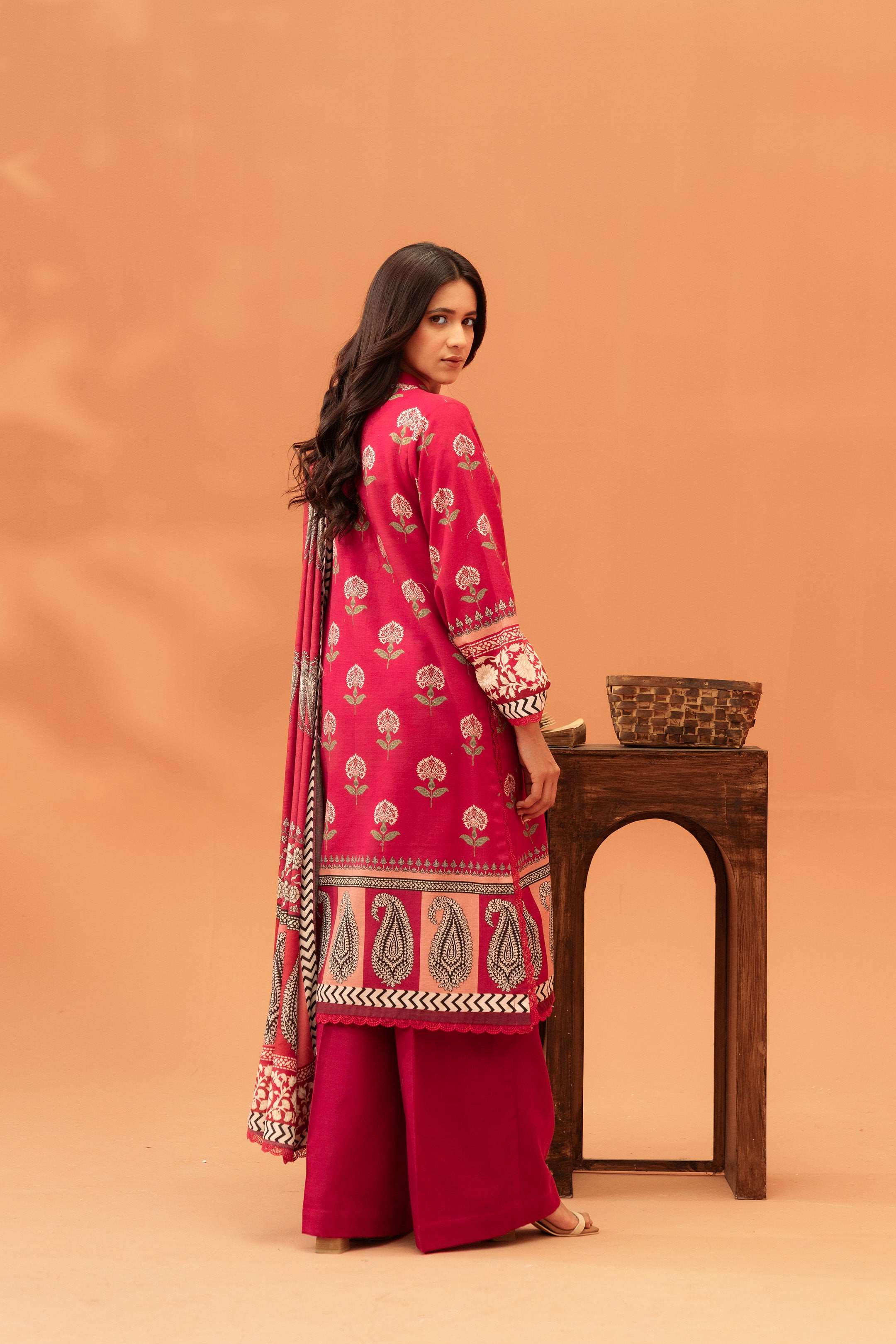 3 Piece Printed Khaddar Suit Unstitched Winter-24