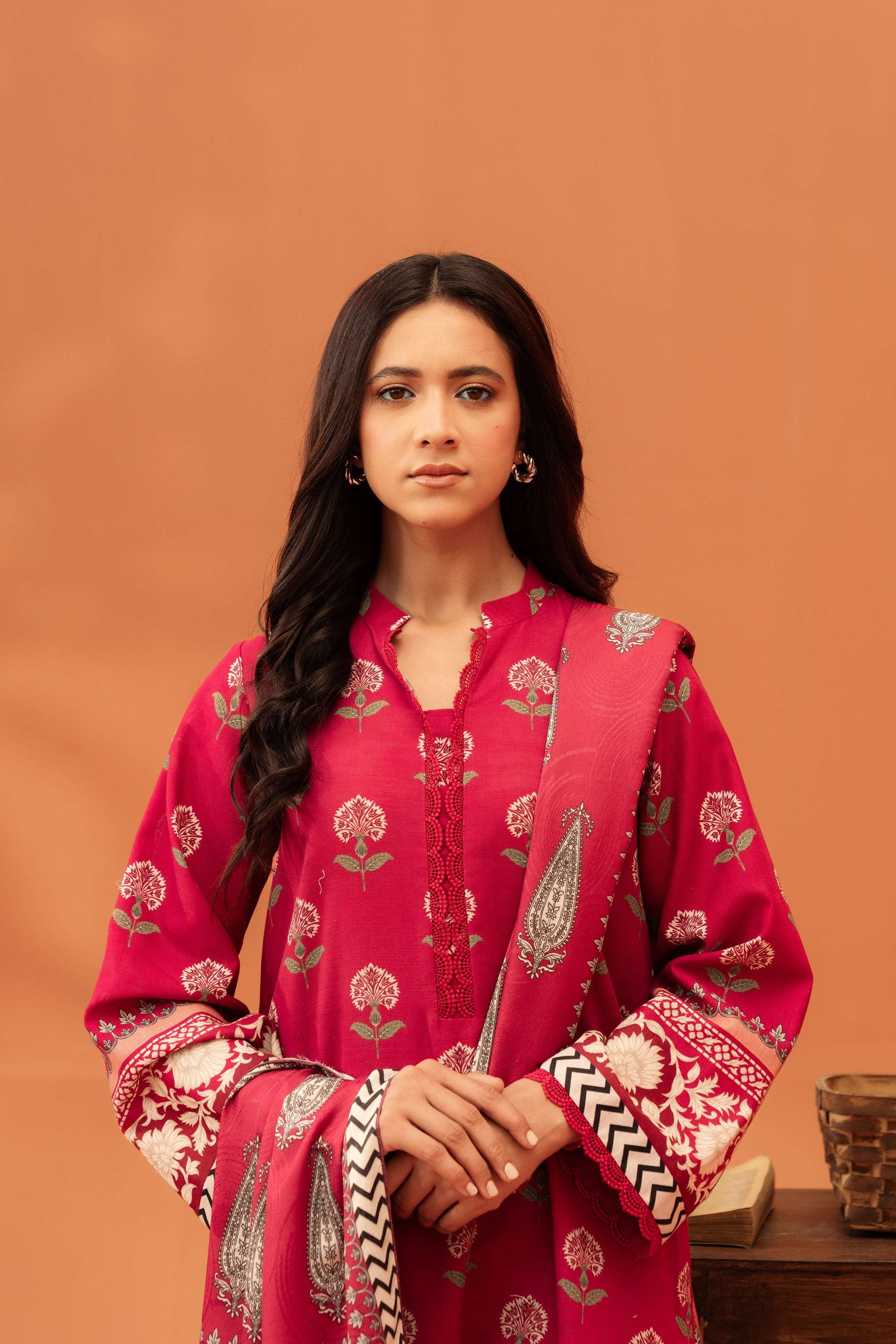 3 Piece Printed Khaddar Suit Unstitched Winter-24