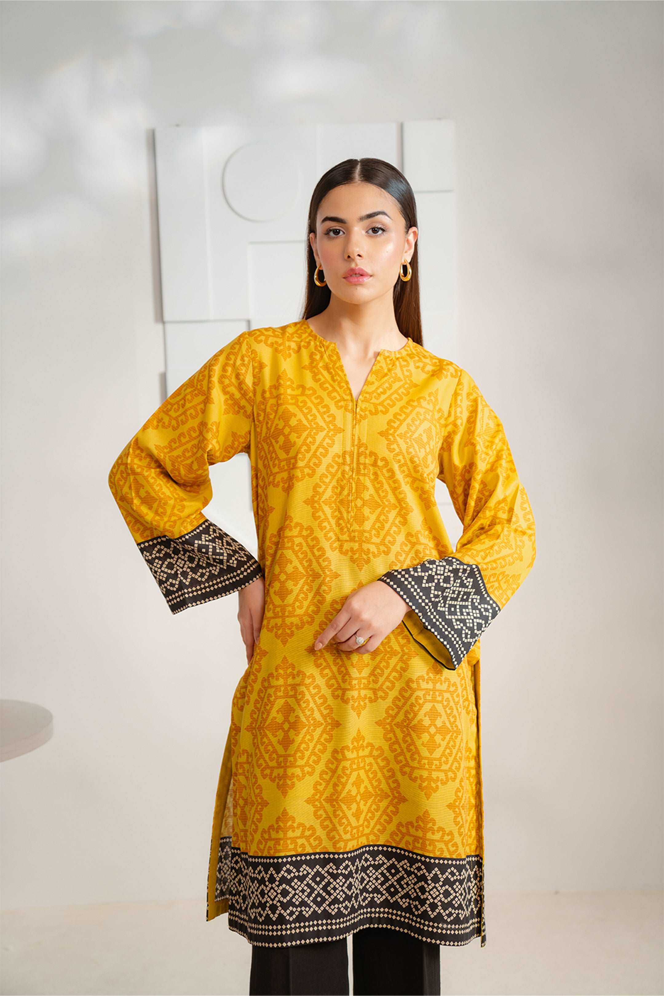 1 Piece Printed Khaddar Shirt Pret Winter-24