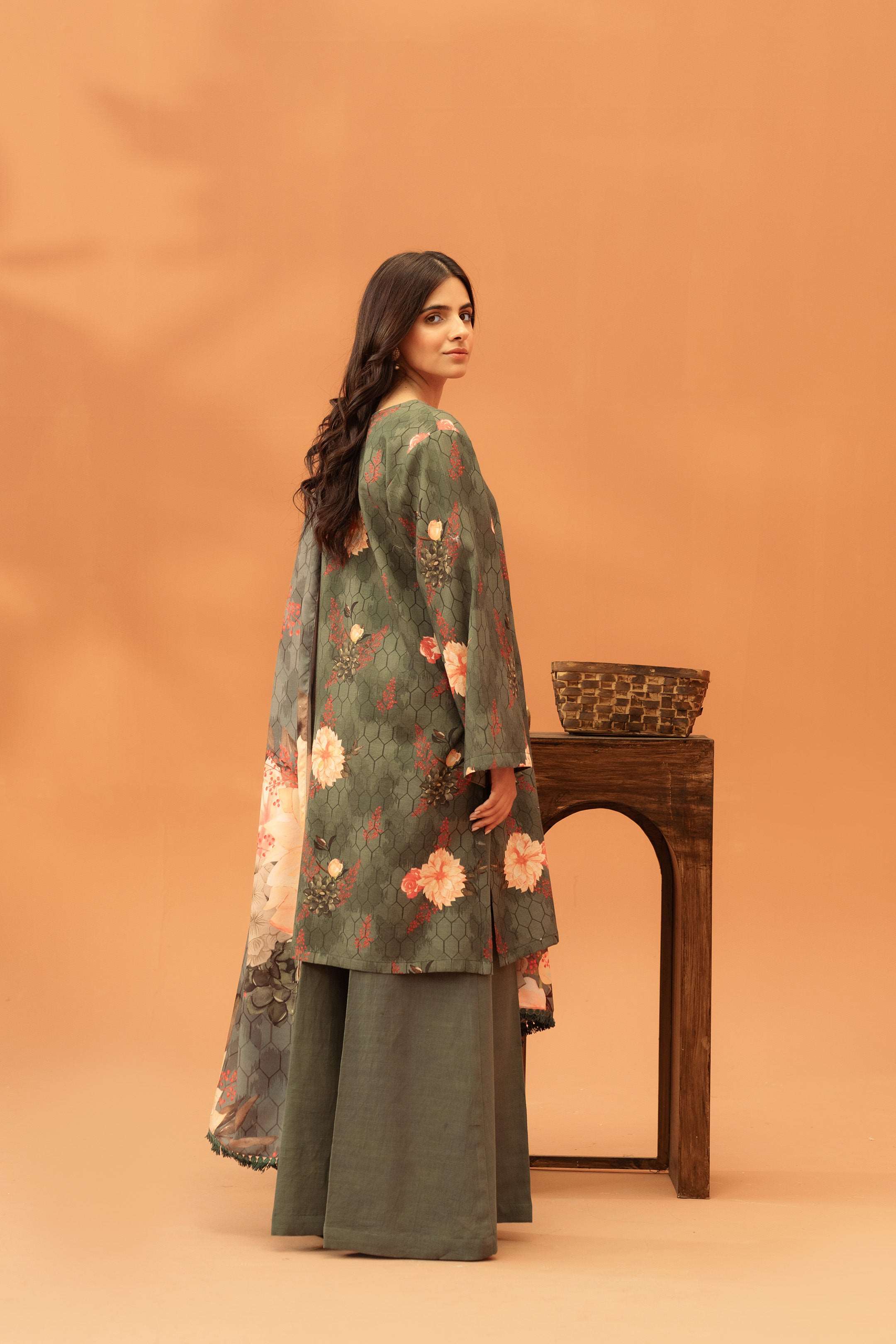 3 Piece Printed Khaddar Suit Unstitched Winter-24