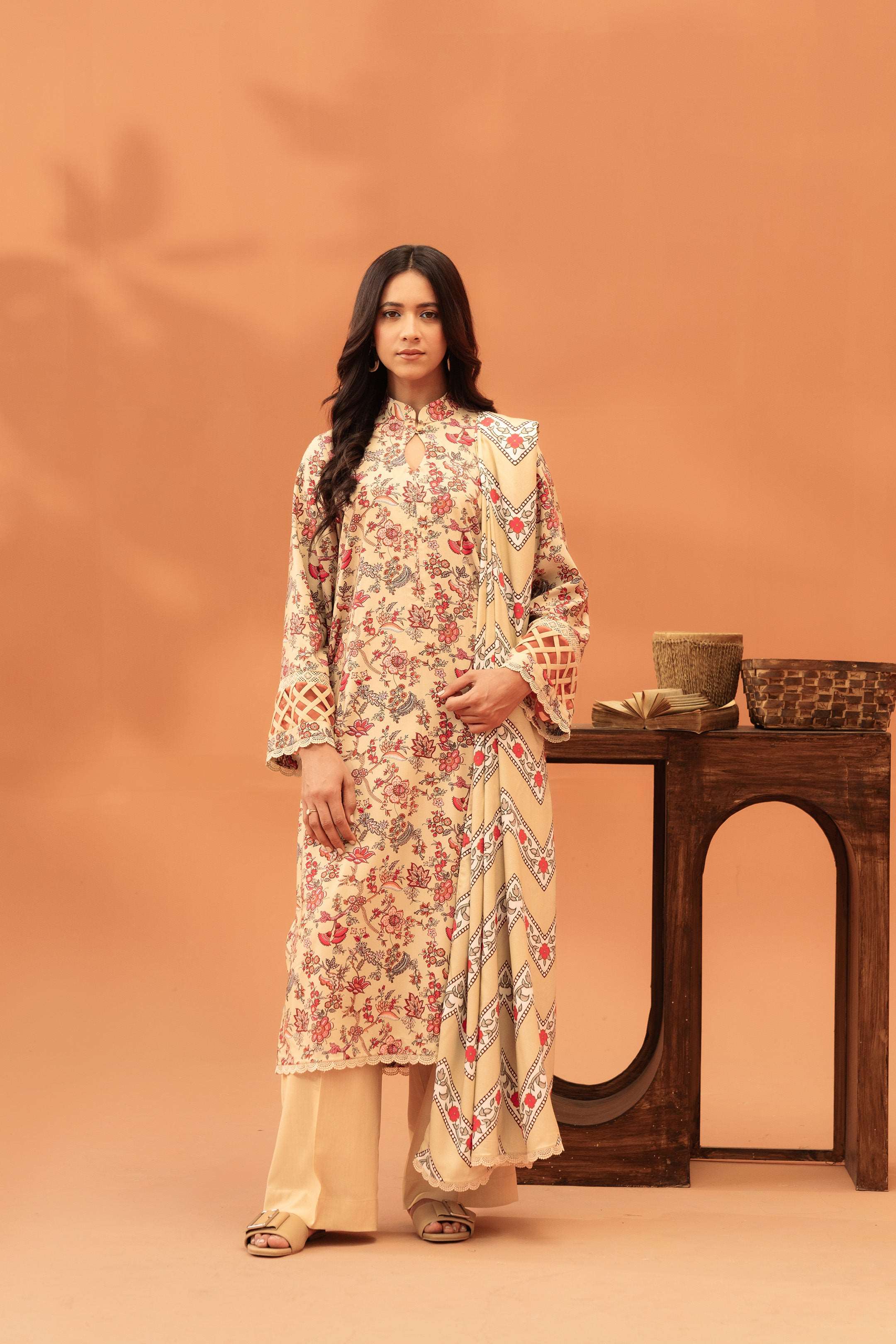 2 Piece Printed Linen Suit Unstitched Winter-24