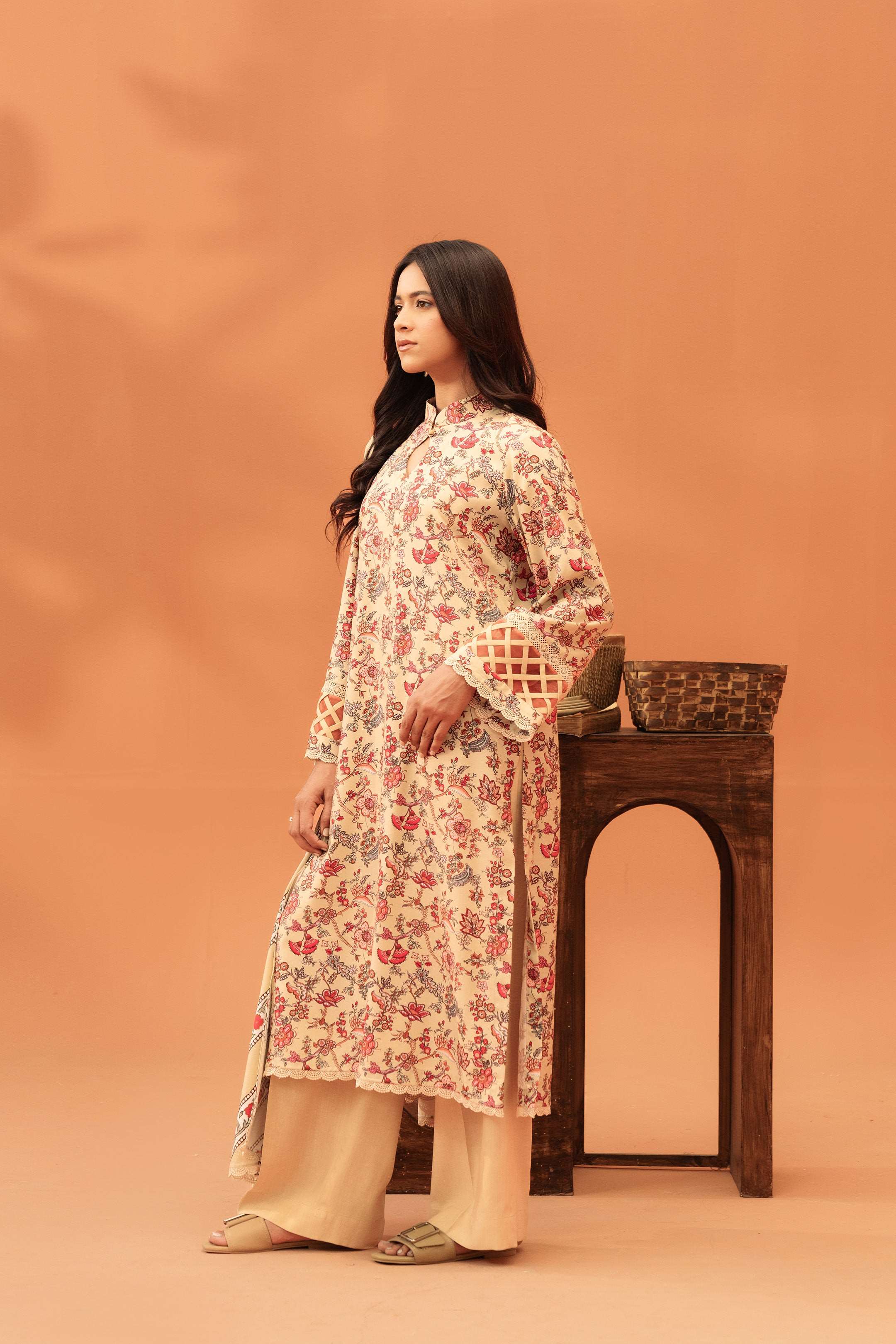 2 Piece Printed Linen Suit Unstitched Winter-24