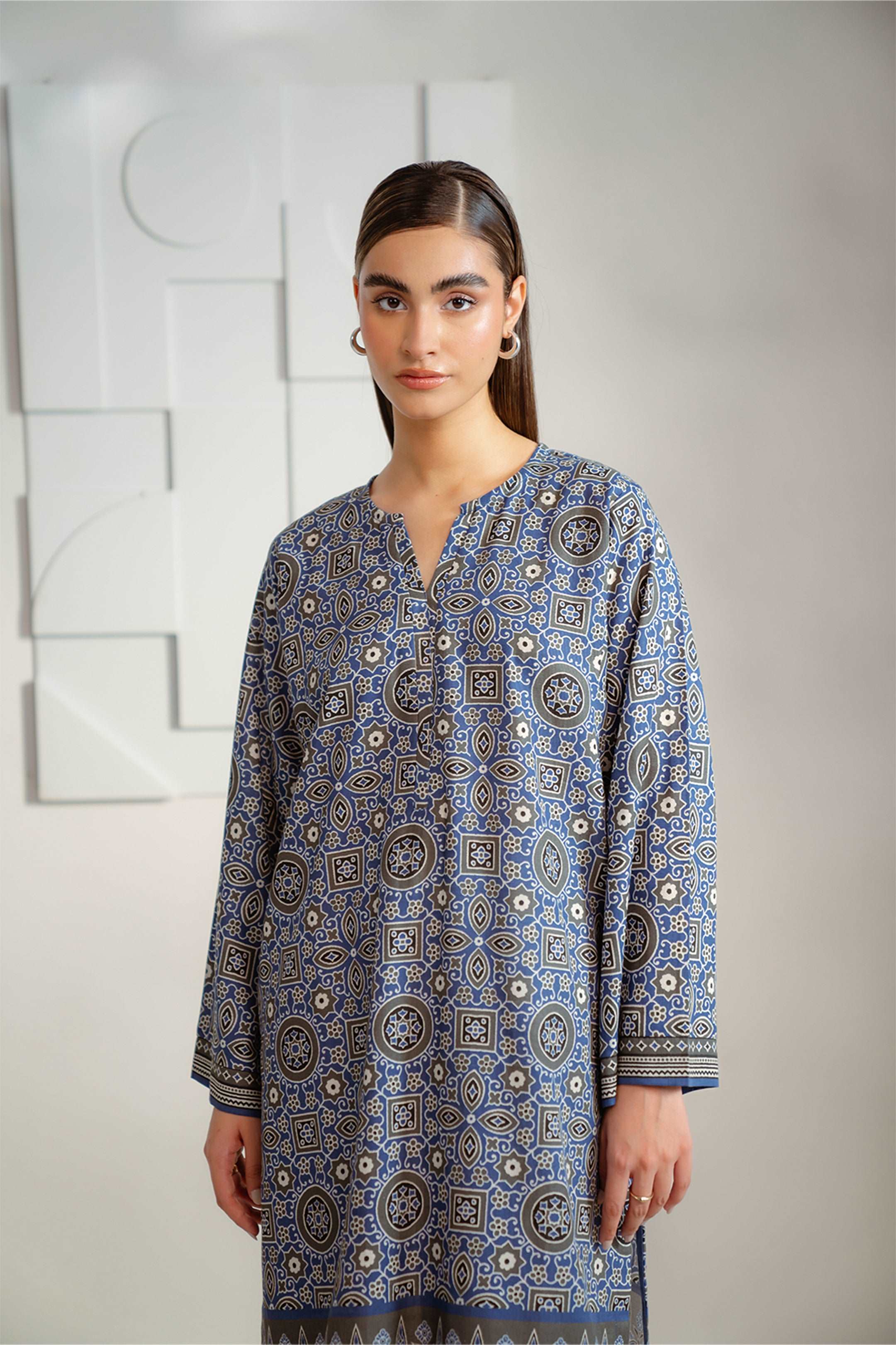 1 Piece Printed Khaddar Shirt Pret Winter-24