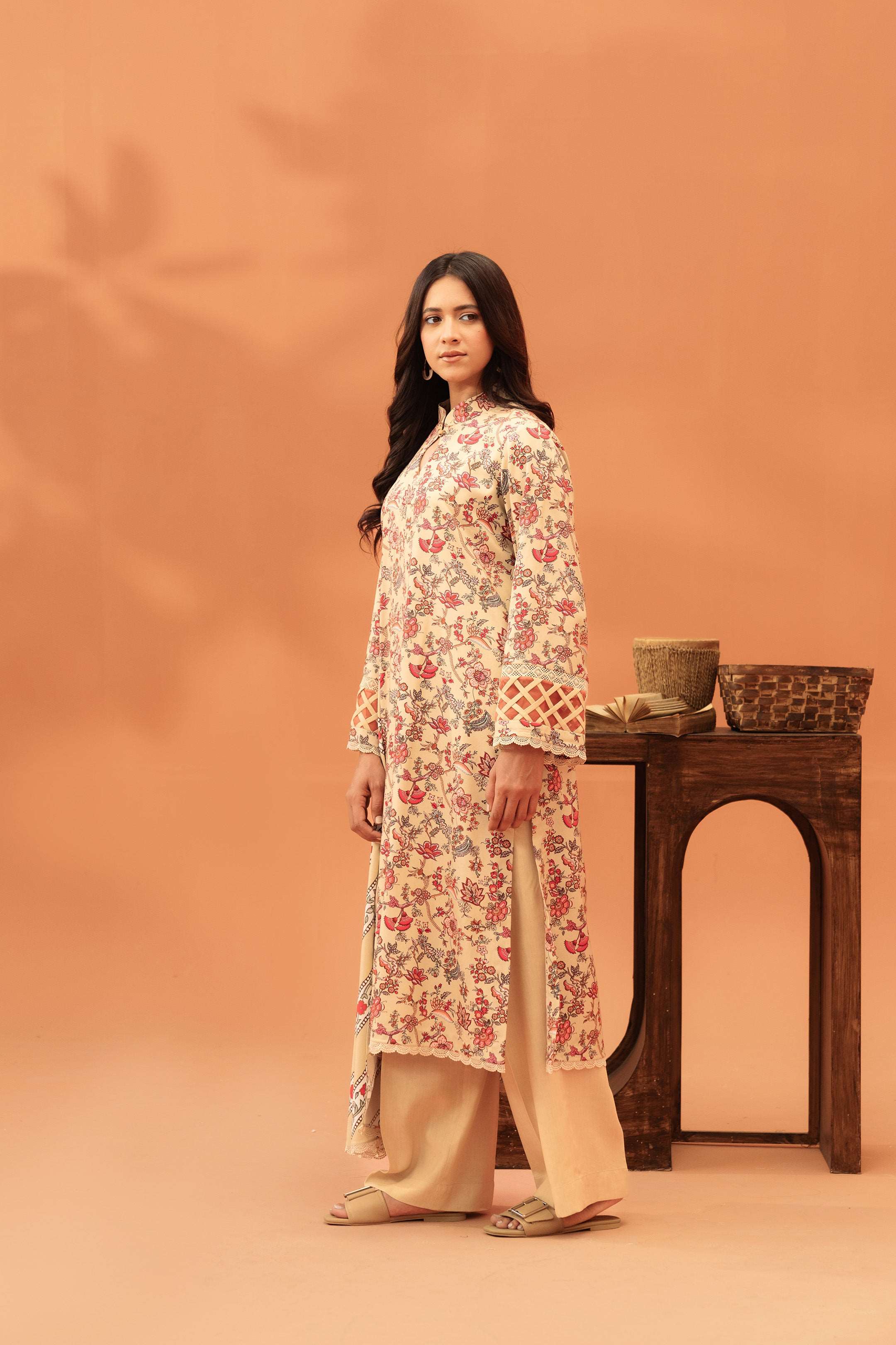 2 Piece Printed Linen Suit Unstitched Winter-24