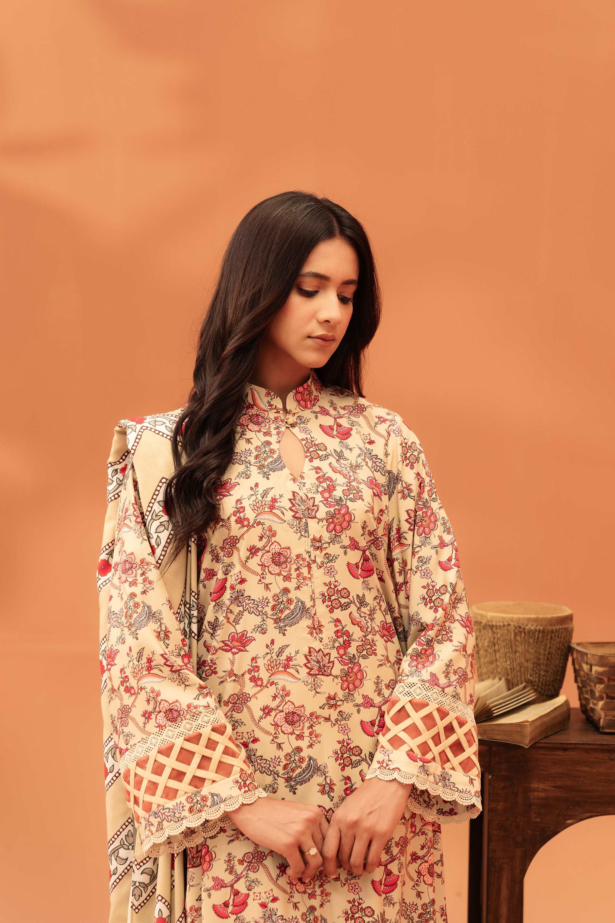 2 Piece Printed Linen Suit Unstitched Winter-24