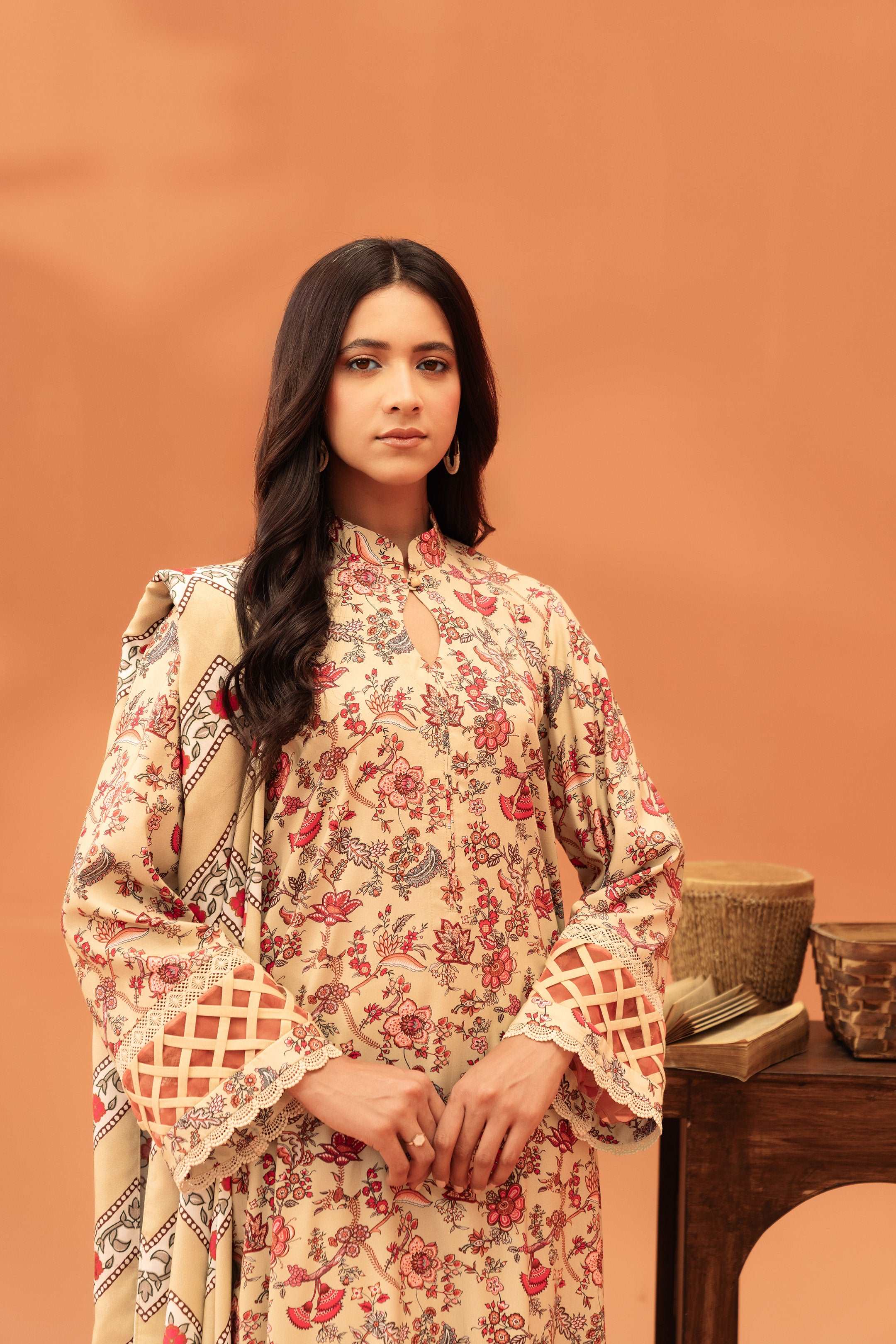 2 Piece Printed Linen Suit Unstitched Winter-24