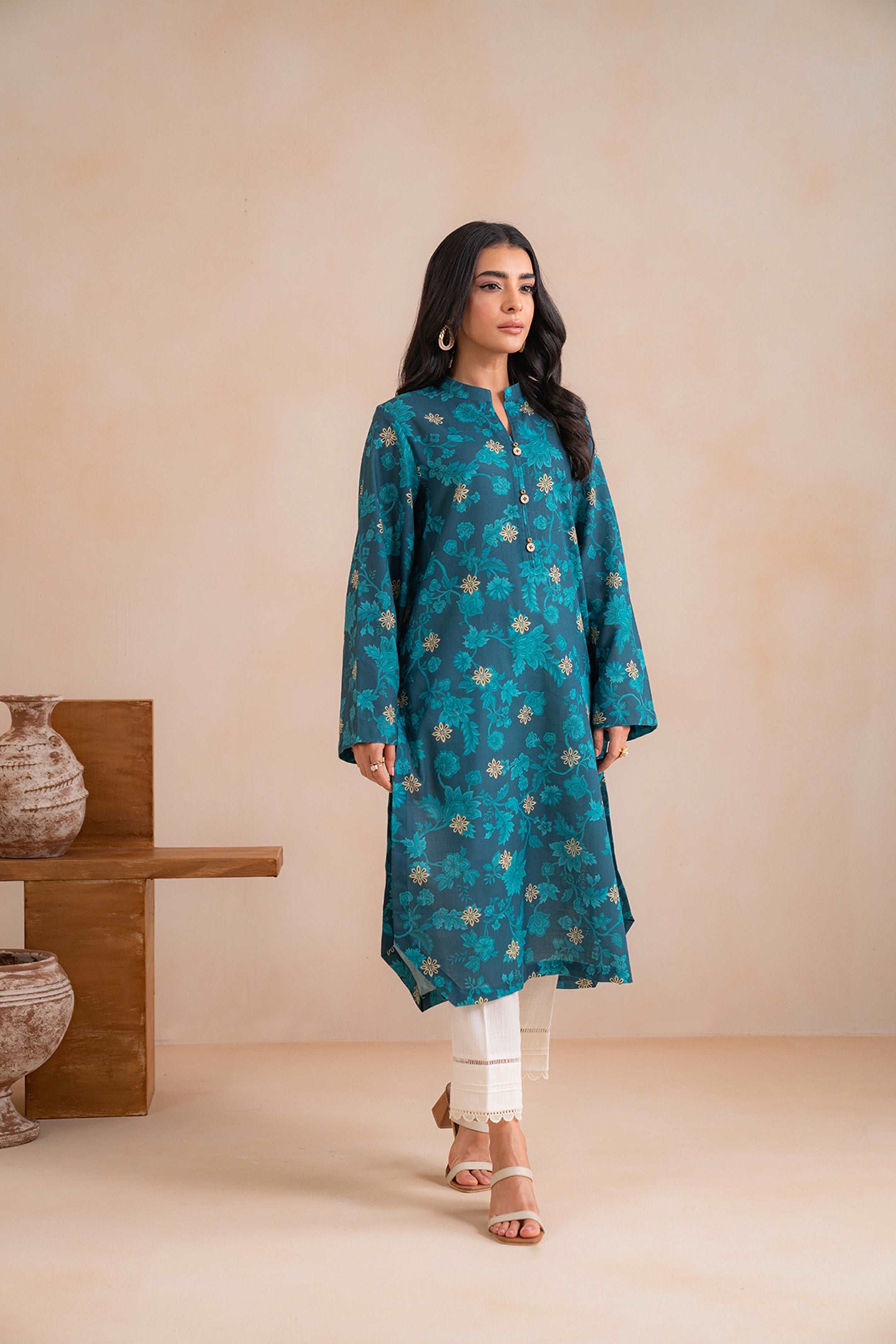 1 Piece Printed Khaddar Shirt Unstitched Winter-24