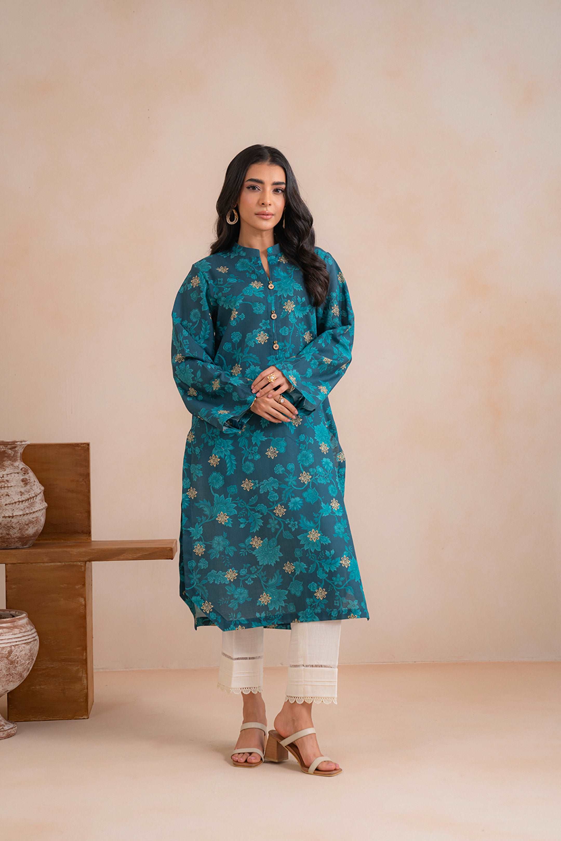 1 Piece Printed Khaddar Shirt Unstitched Winter-24