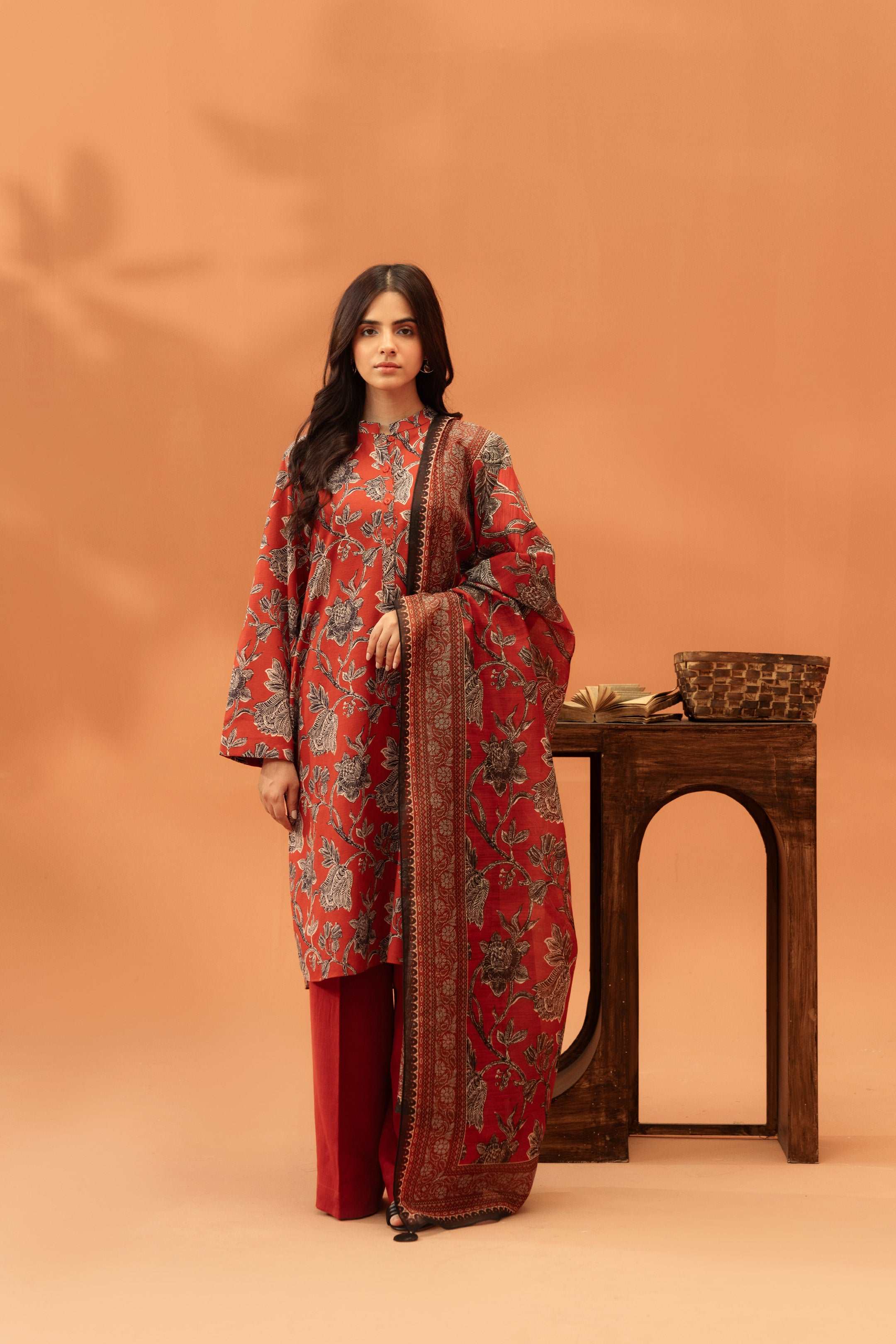 2 Piece Printed Khaddar Suit Unstitched Winter-24