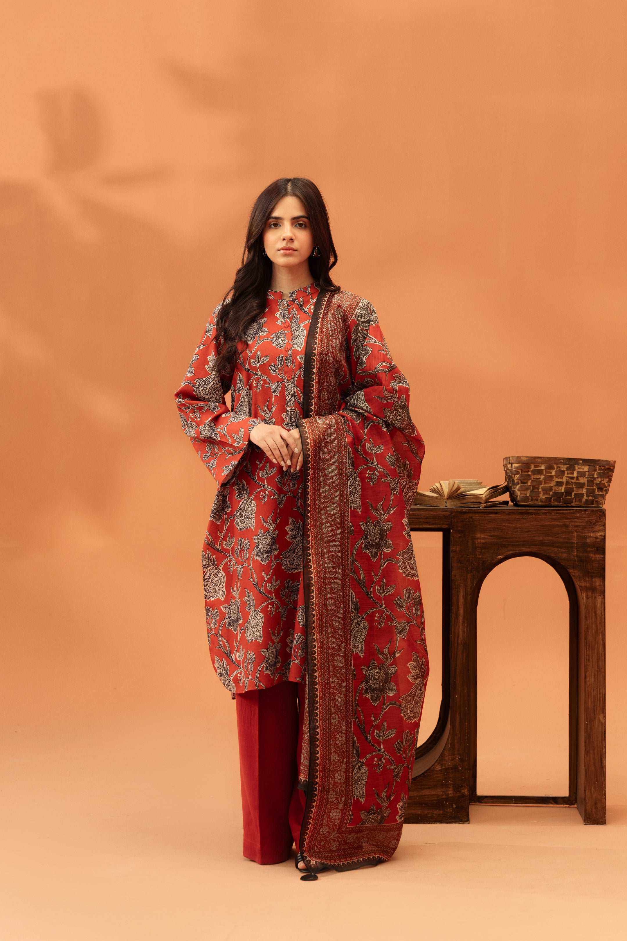 2 Piece Printed Khaddar Suit Unstitched Winter-24