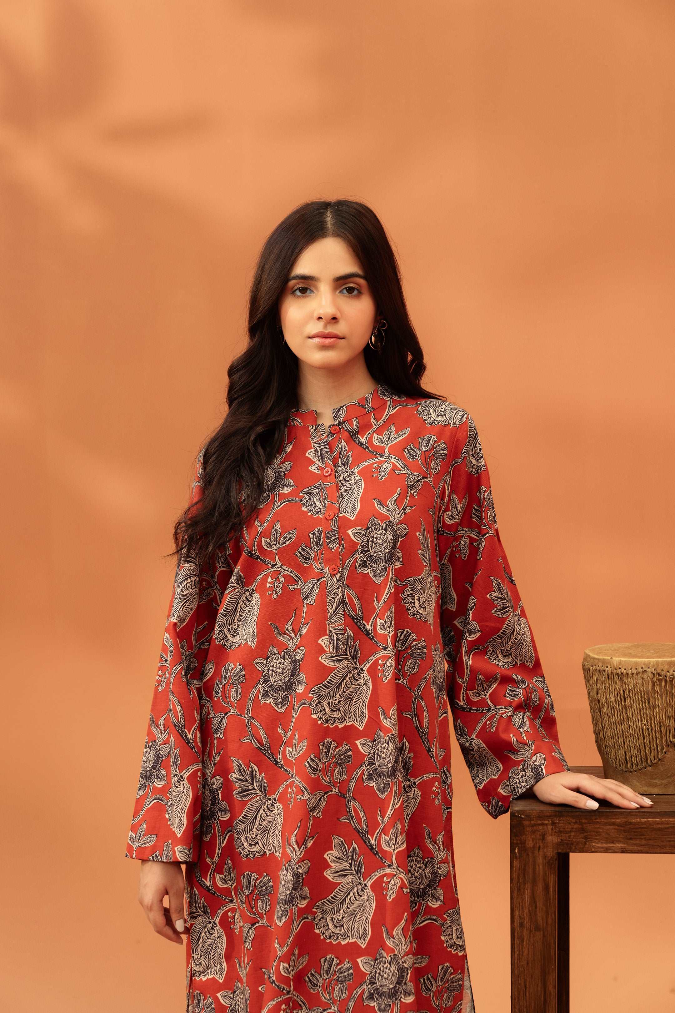 2 Piece Printed Khaddar Suit Unstitched Winter-24