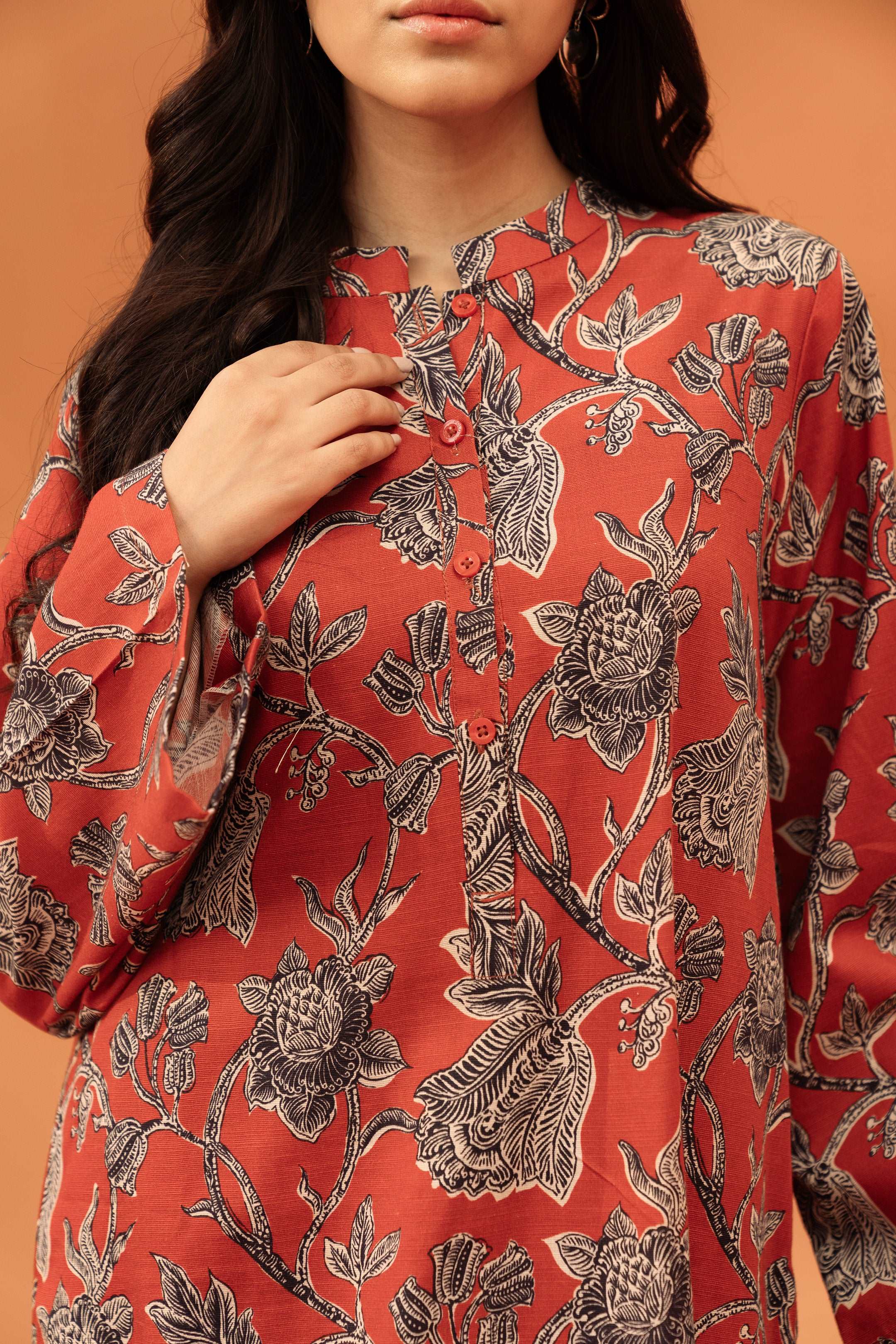 2 Piece Printed Khaddar Suit Unstitched Winter-24