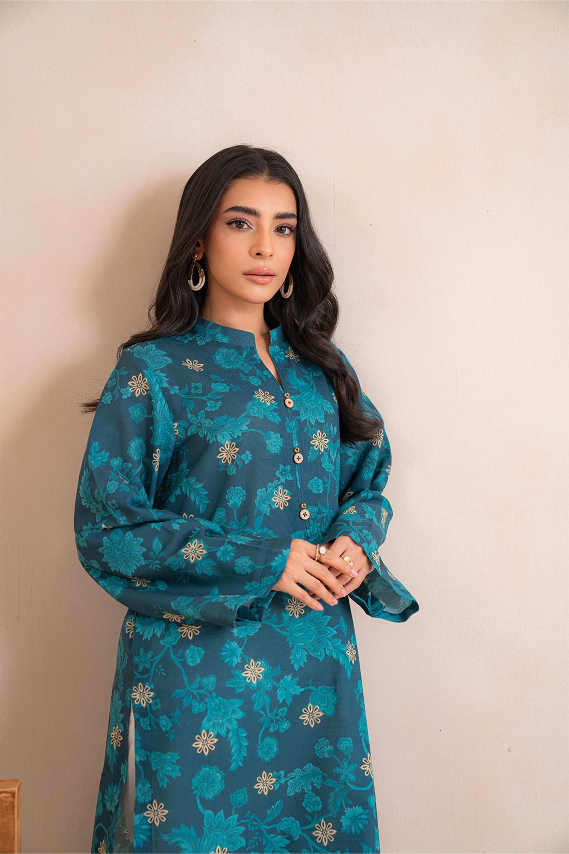 1 Piece Printed Khaddar Shirt Unstitched Winter-24