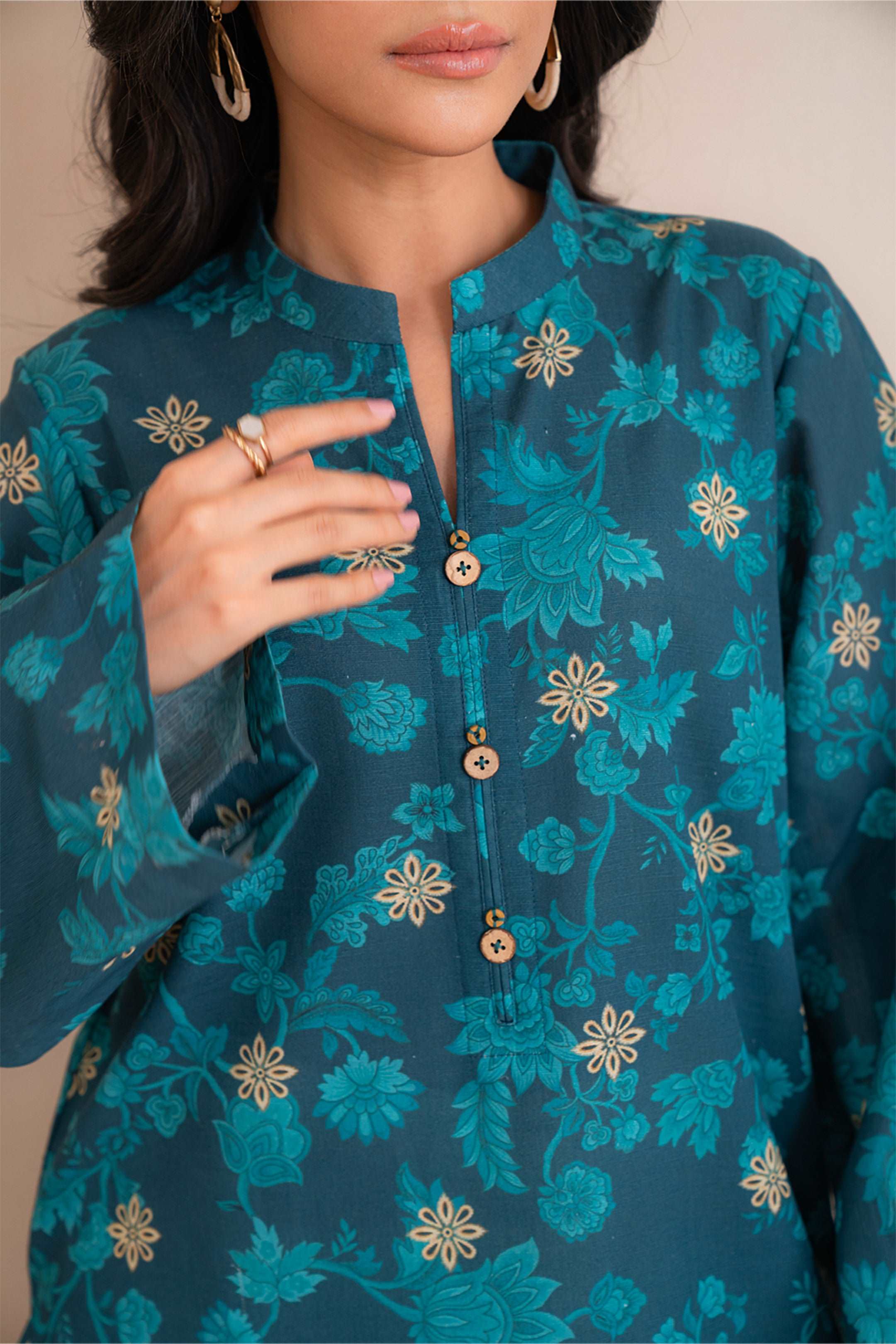 1 Piece Printed Khaddar Shirt Unstitched Winter-24