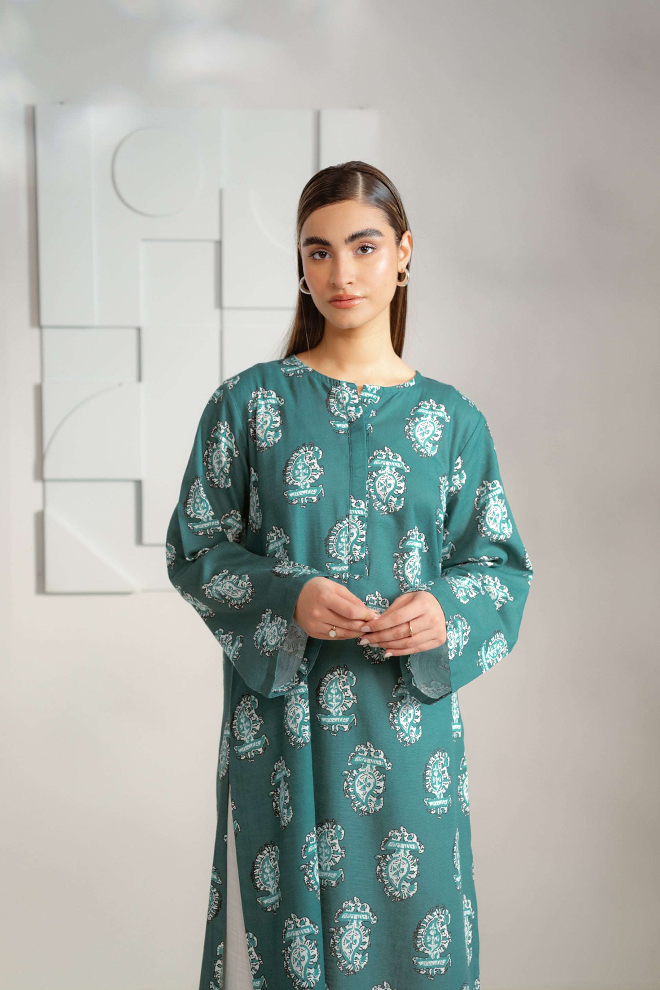 1 Piece Printed Khaddar Shirt Pret Winter-24