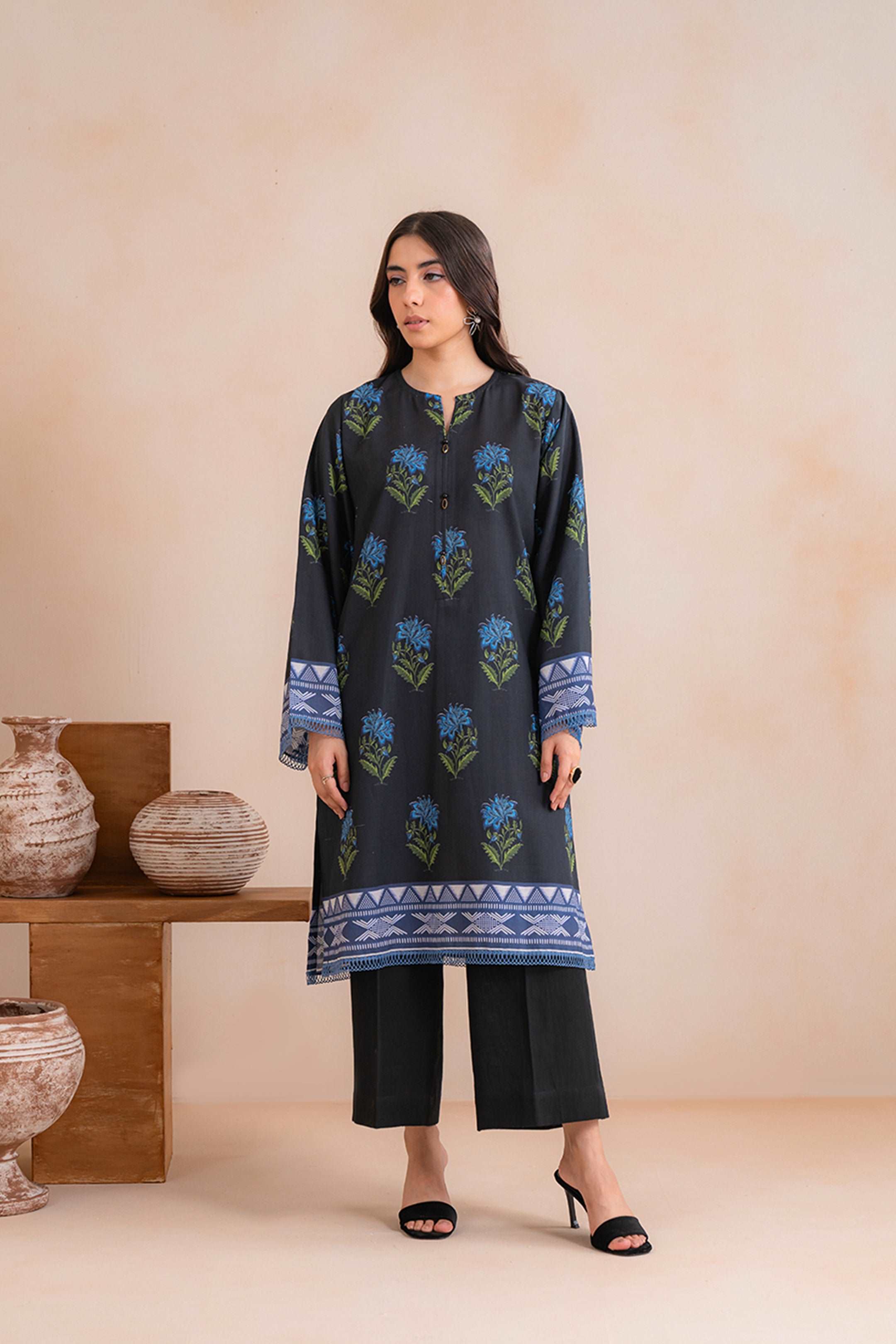 1 Piece Printed Khaddar Shirt Unstitched Winter-24