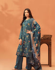 3 Piece Printed Khaddar Suit Unstitched Winter-24